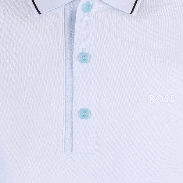 Mens BOSS Open Blue Paule 4 Slim S/s Polo - Image 2