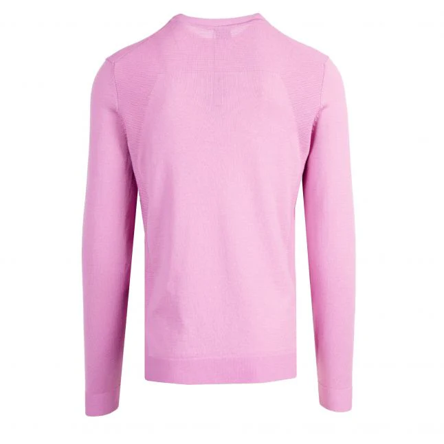 Mens BOSS Pink Momentum_Lite Crew Knit - Image 3