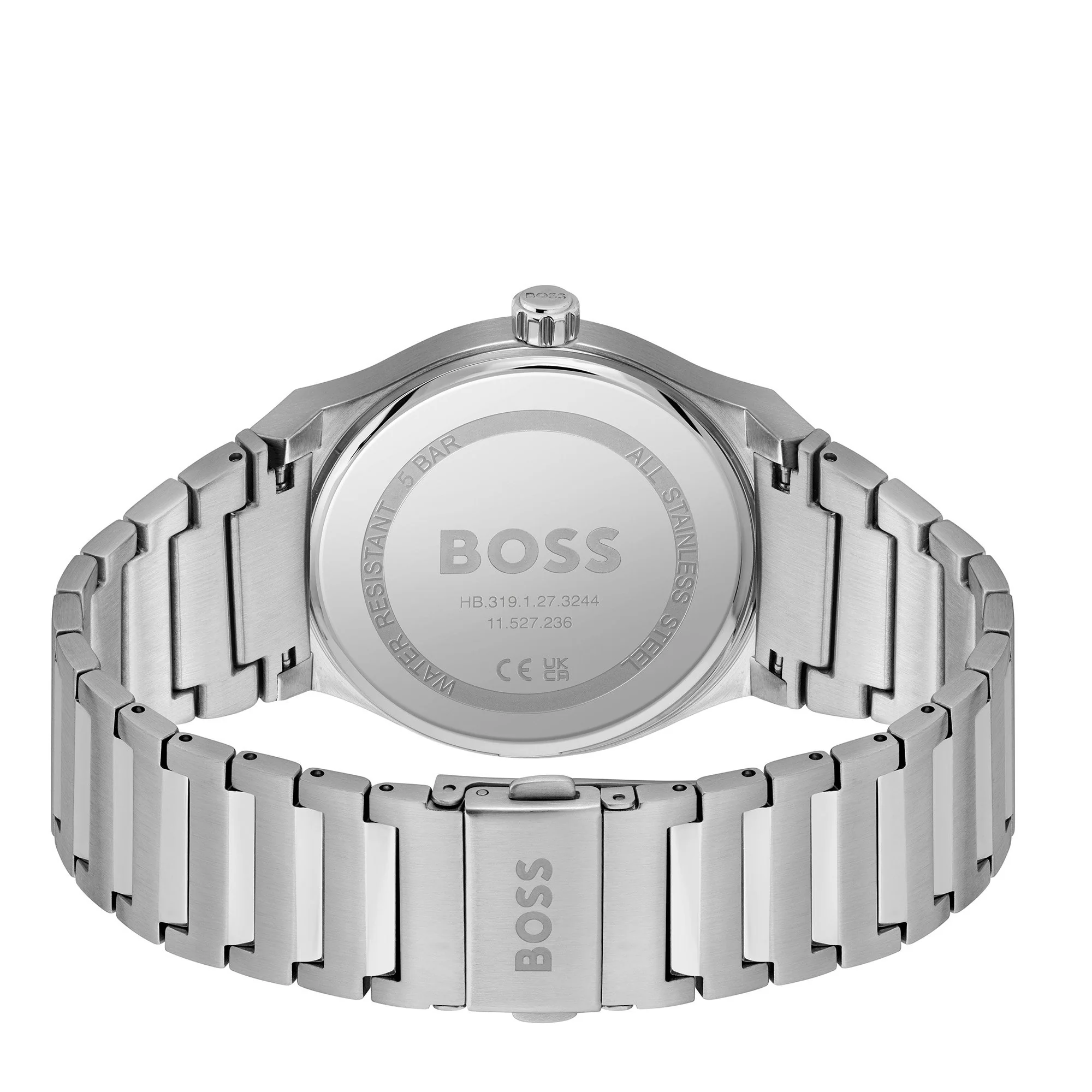 Mens BOSS Silver/Blue Candor Bracelet Watch - Image 3