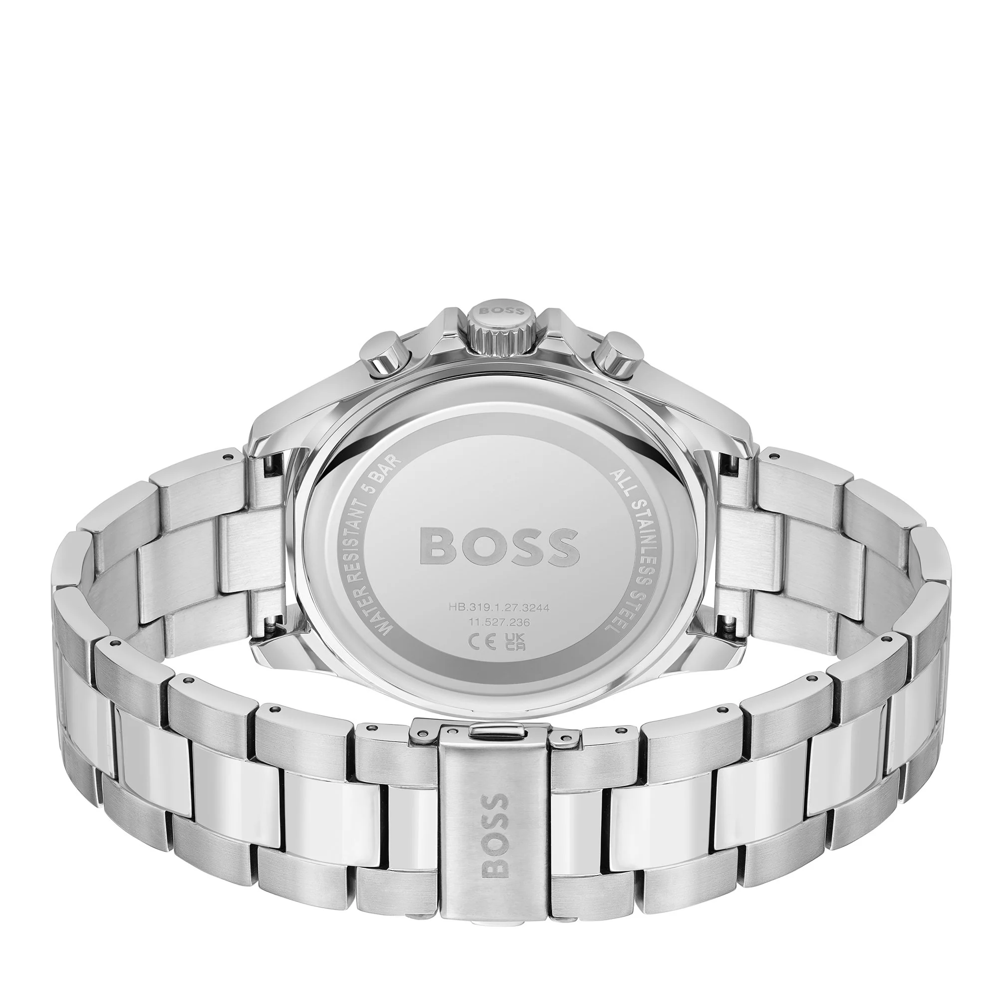 Mens BOSS Silver/Blue Troper Bracelet Watch - Image 3
