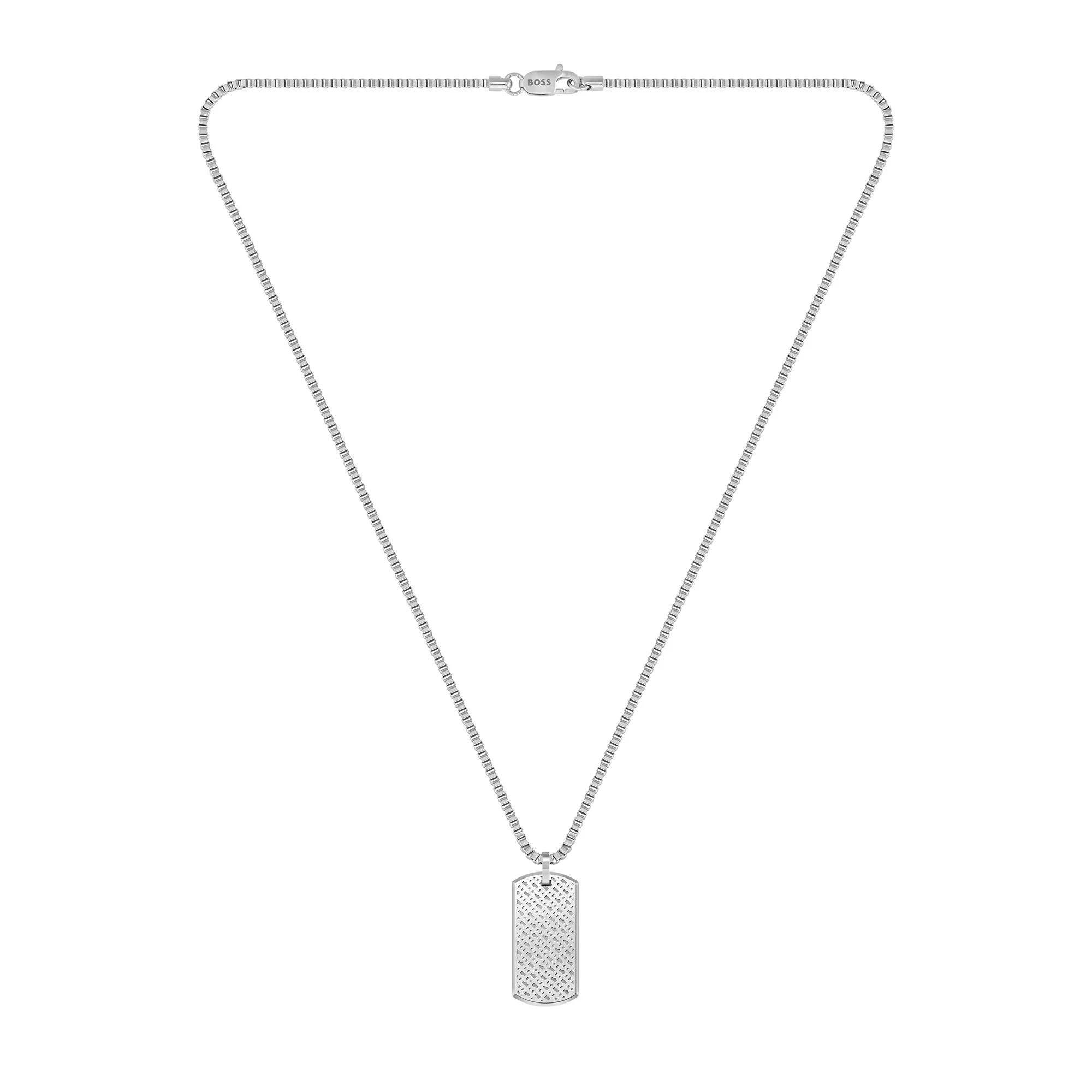 Mens BOSS Silver/Gold Devon Tag Necklace - Image 4