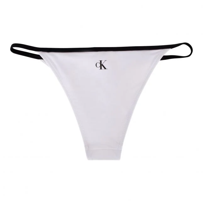 Womens	Classic White Mono Graphic Brazilian Bikini - Image 2