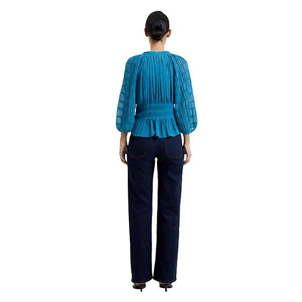 Womens French Connection Mosaic Blue Cora Pleated Smock Top - Image 3
