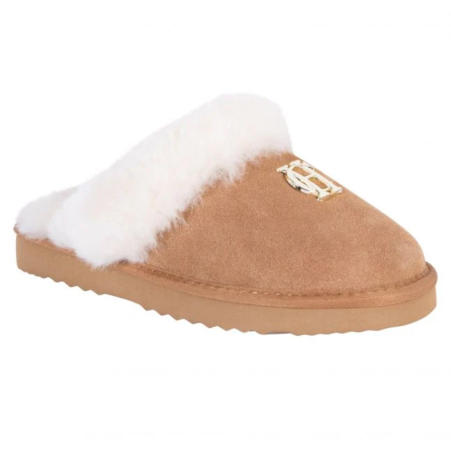 Womens Holland Cooper Tan Shearling Slippers - Image 3