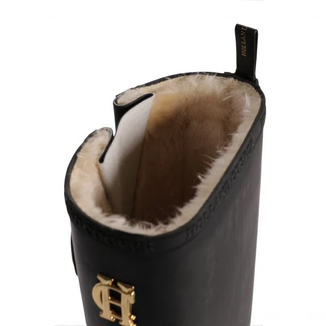 Womens Holland Cooper Black Sherpa Lined Regency Wellies - Image 3