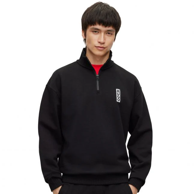 Mens Black Dutzagata Half Zip Sweat - Image 2