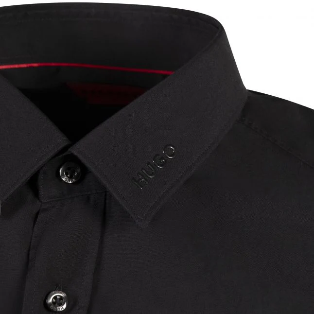 Mens HUGO Black Elisha02 L/s Shirt - Image 2