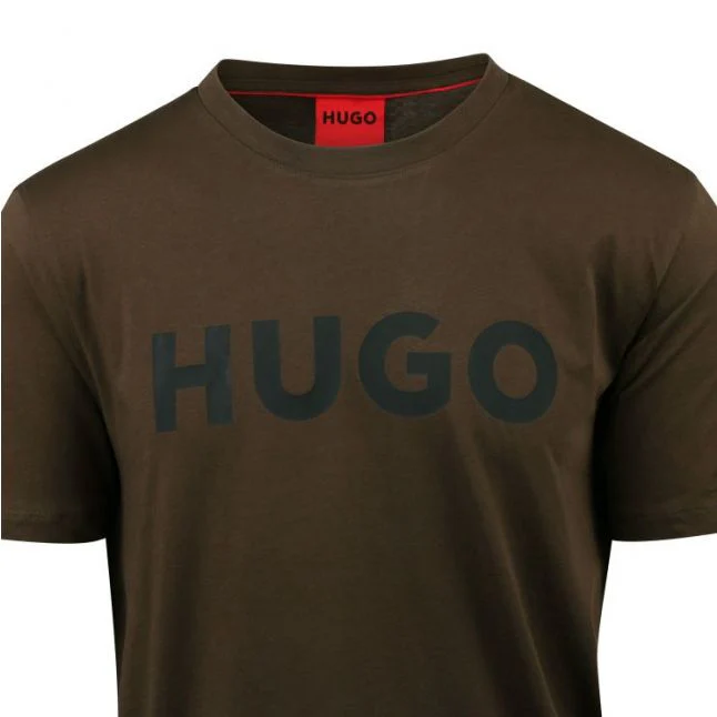 Mens HUGO Dark Green Dulivio S/s T Shirt - Image 2