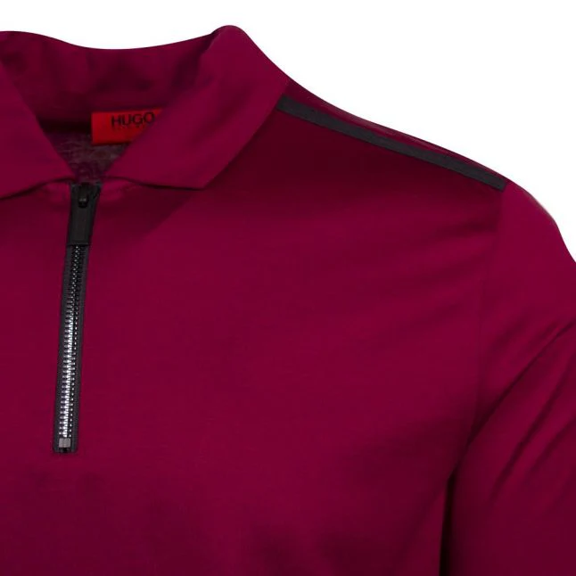 Mens Dark Red Dilvio Zip Collar S/s Polo Shirt - Image 2