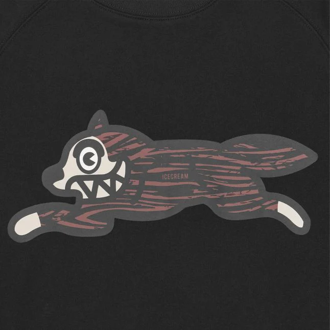 Mens ICECREAM Black Woodgrain Running Dog Sweat - Image 2