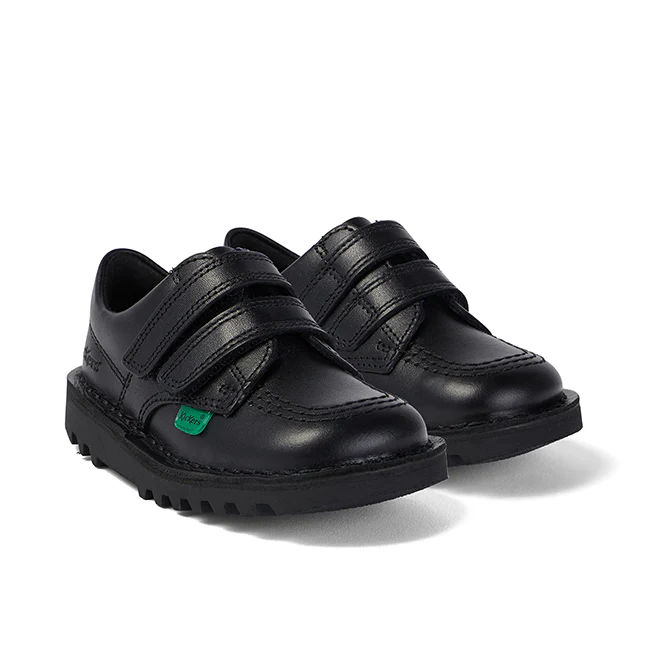 Infant Kickers Black Kick Lo Twin Strap Velcro Shoe (5-12) - Image 3