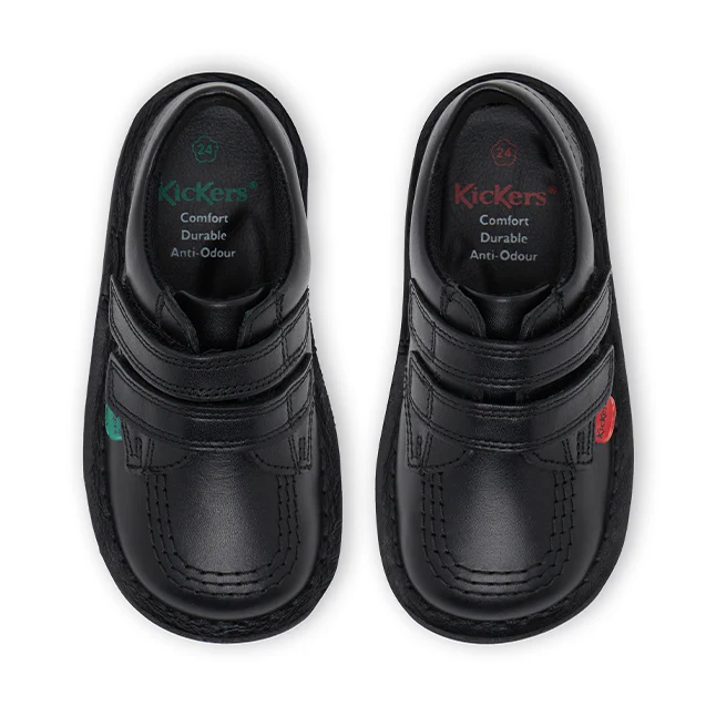 Infant Kickers Black Kick Lo Twin Strap Velcro Shoe (5-12) - Image 4