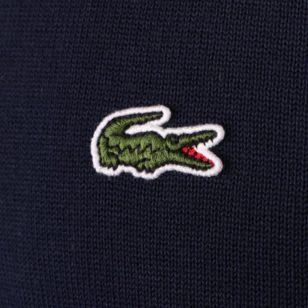 Mens Lacoste Navy Crew Neck Knit Jumper - Image 2