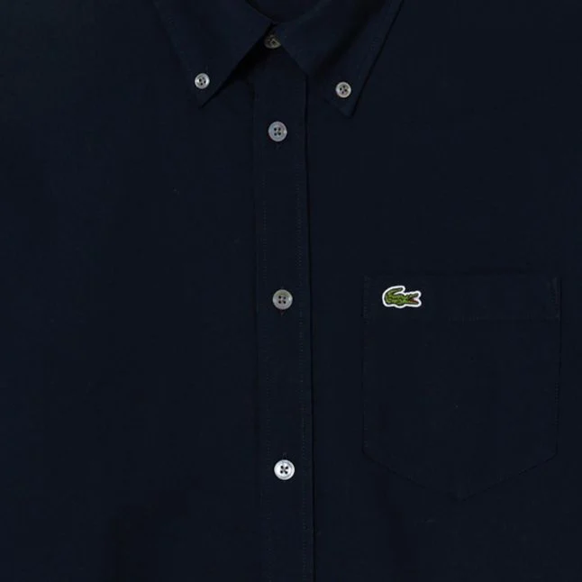 Mens Lacoste Abysm Navy Oxford Regular Fit L/s Shirt - Image 2