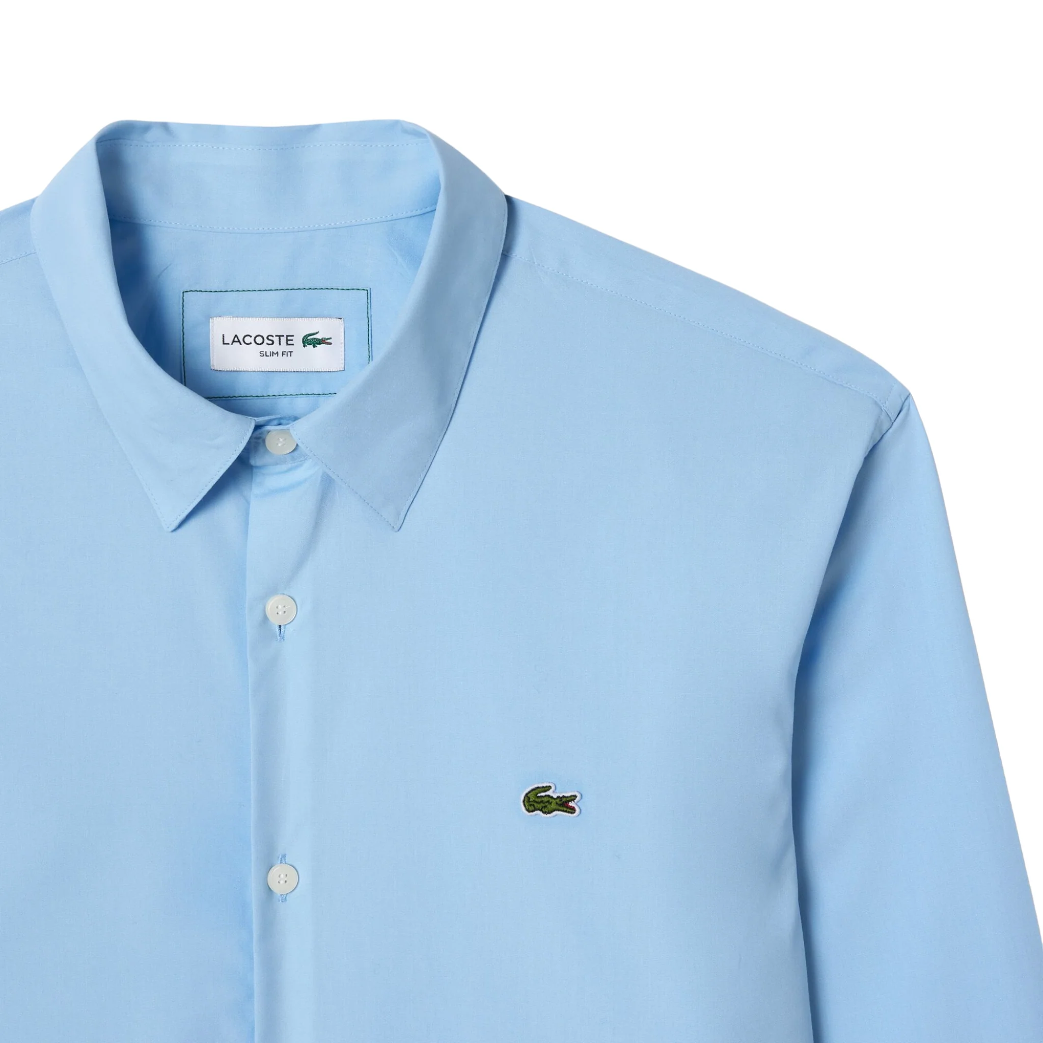 Mens Lacoste Overview Blue Cotton Poplin Slim Fit L/s Shirt - Image 2