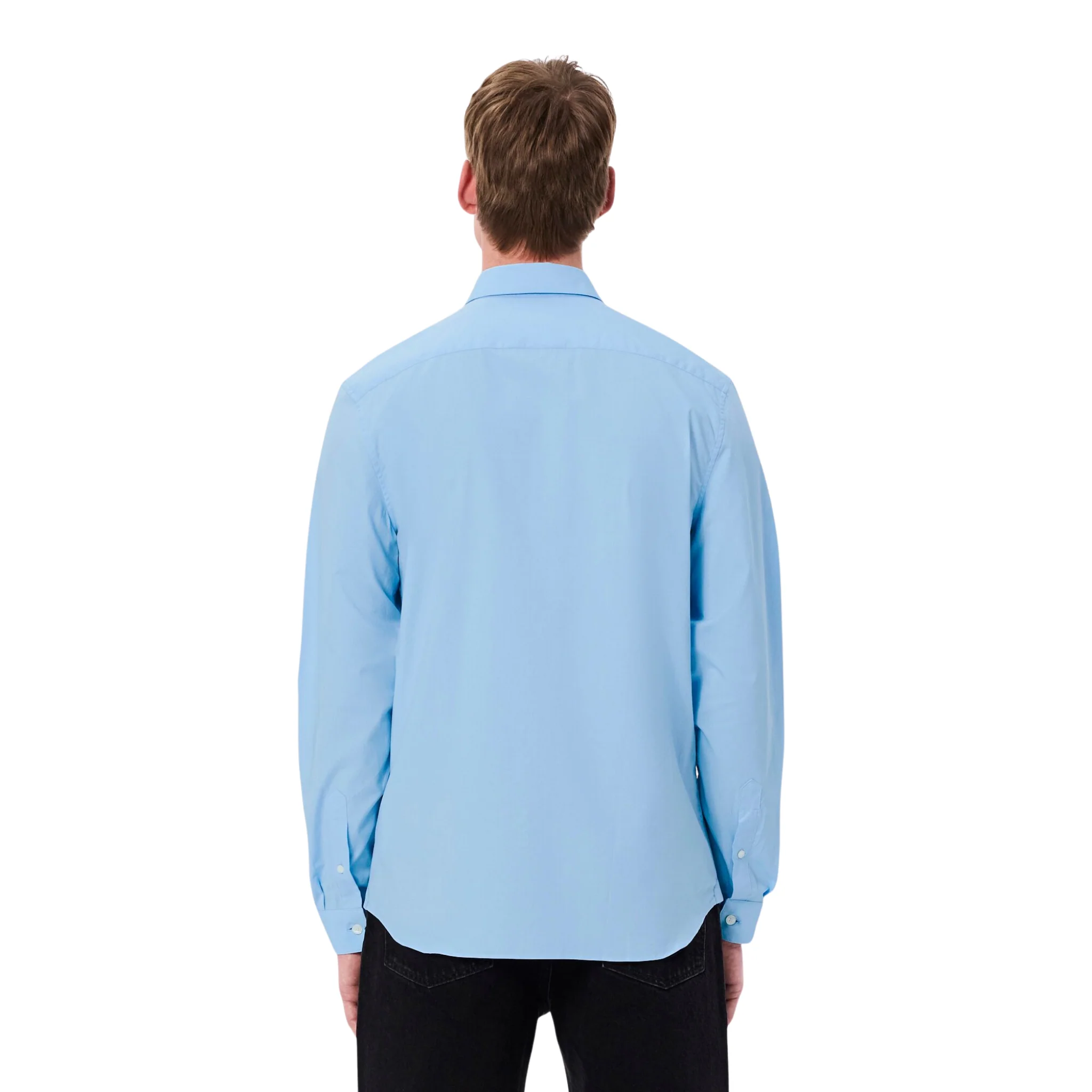 Mens Lacoste Overview Blue Cotton Poplin Slim Fit L/s Shirt - Image 5