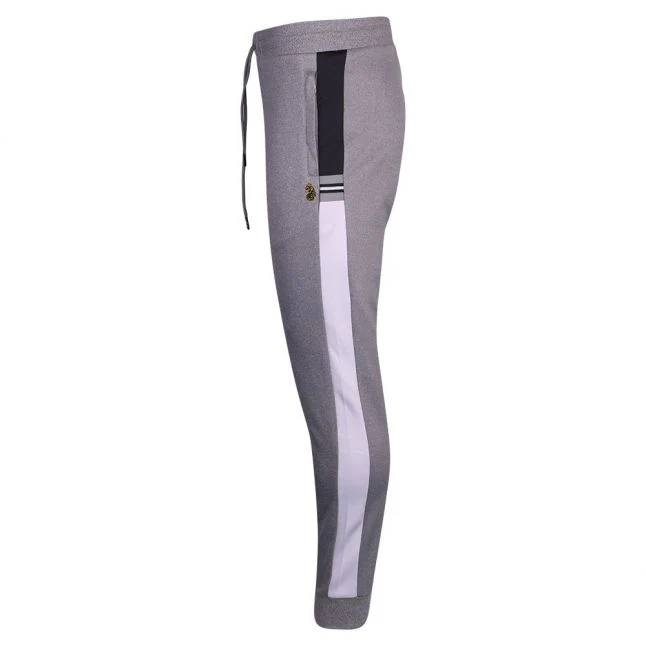 Mens Luke 1977 Light Marl Grey Lashing Colour Block Joggers - Image 3