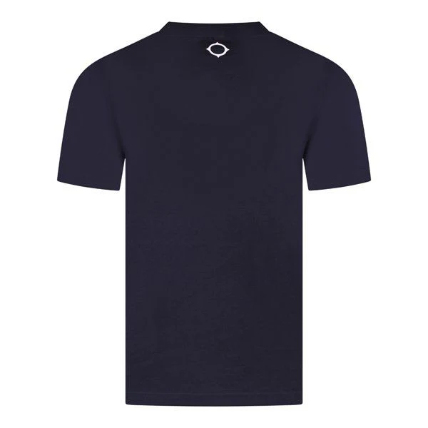 Mens Ink Navy/Sea Blue Block Print S/s T Shirt - Image 3