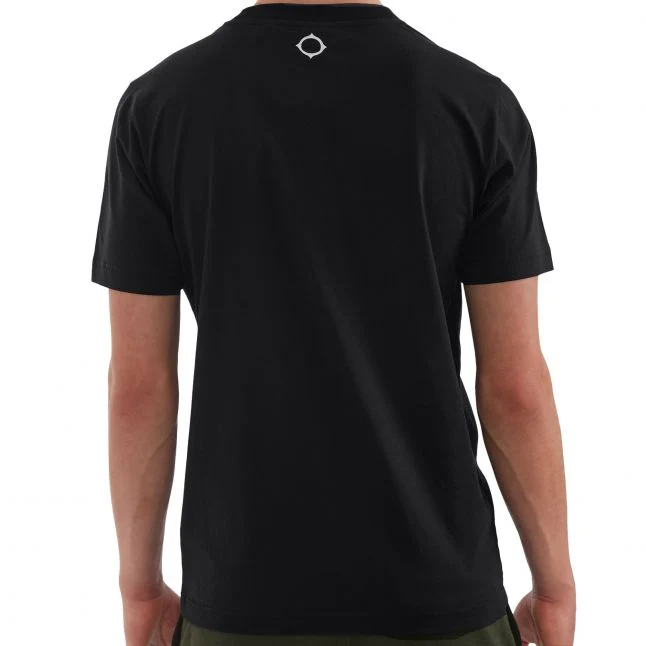 Mens MA.STRUM Jet Black Chest Print S/s T - Image 3