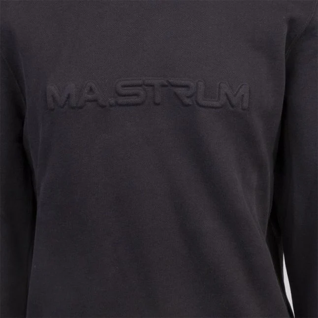 Mens Jet Black Embossed Logo Sweat Top - Image 2