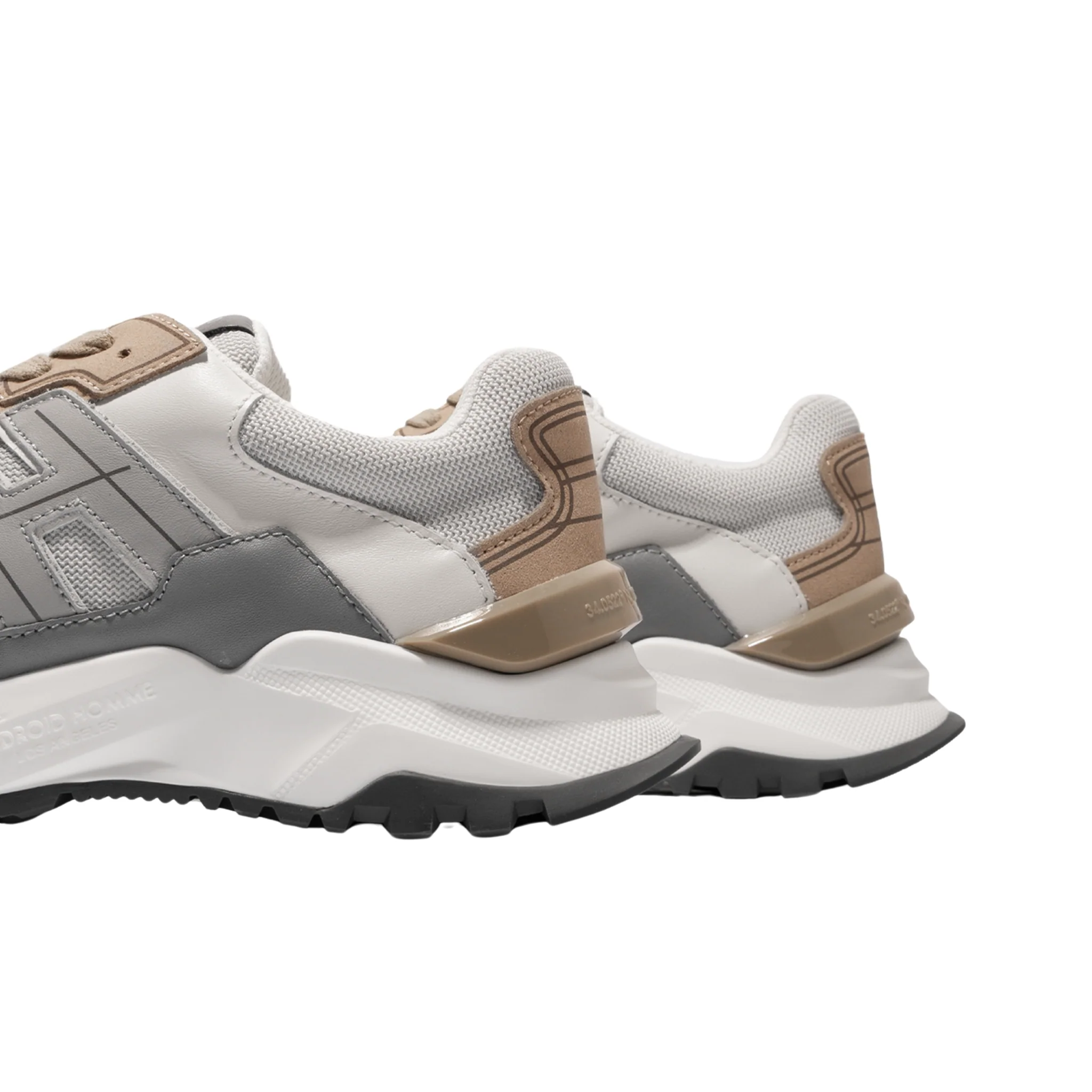 Mens Android Homme Beige Suede White Mesh AH One Trainers - Image 3