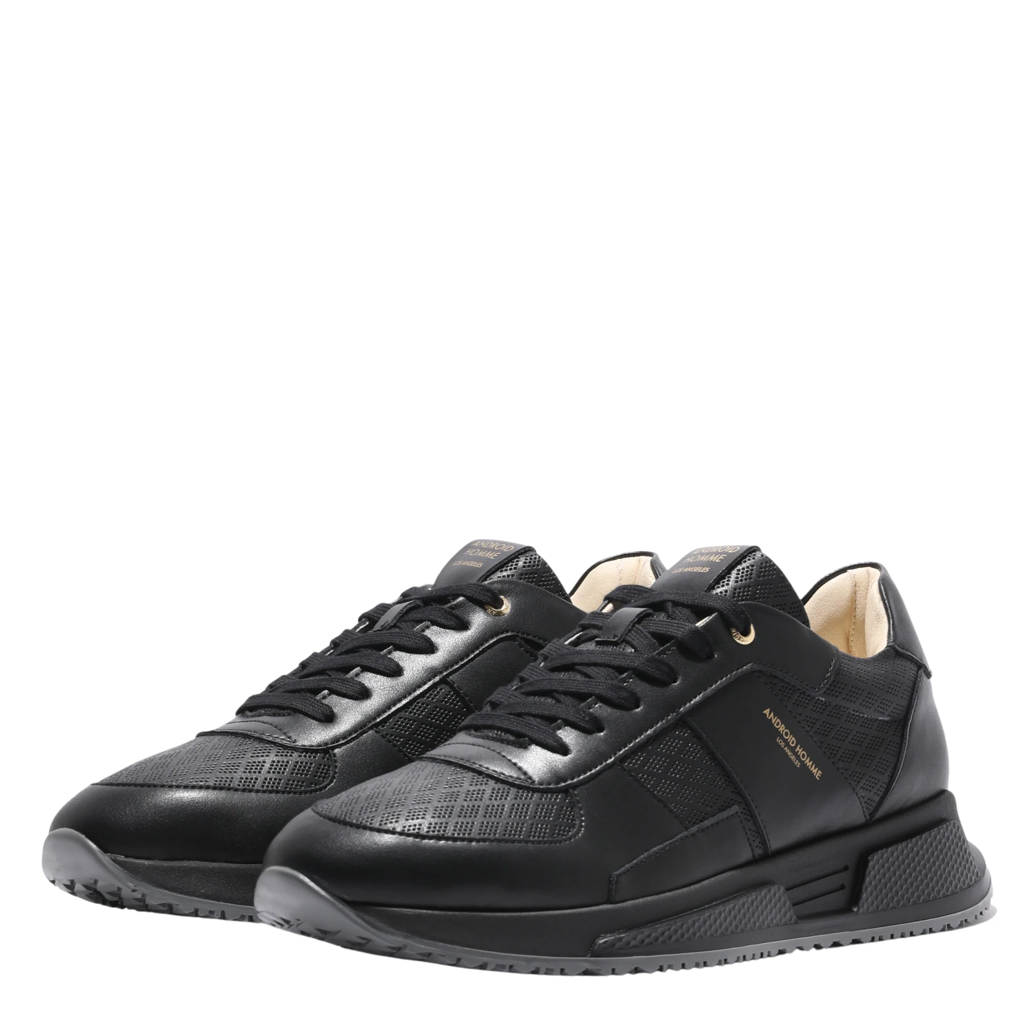 Mens Android Homme Black Matador Diamond Perforated Trainers - Image 3