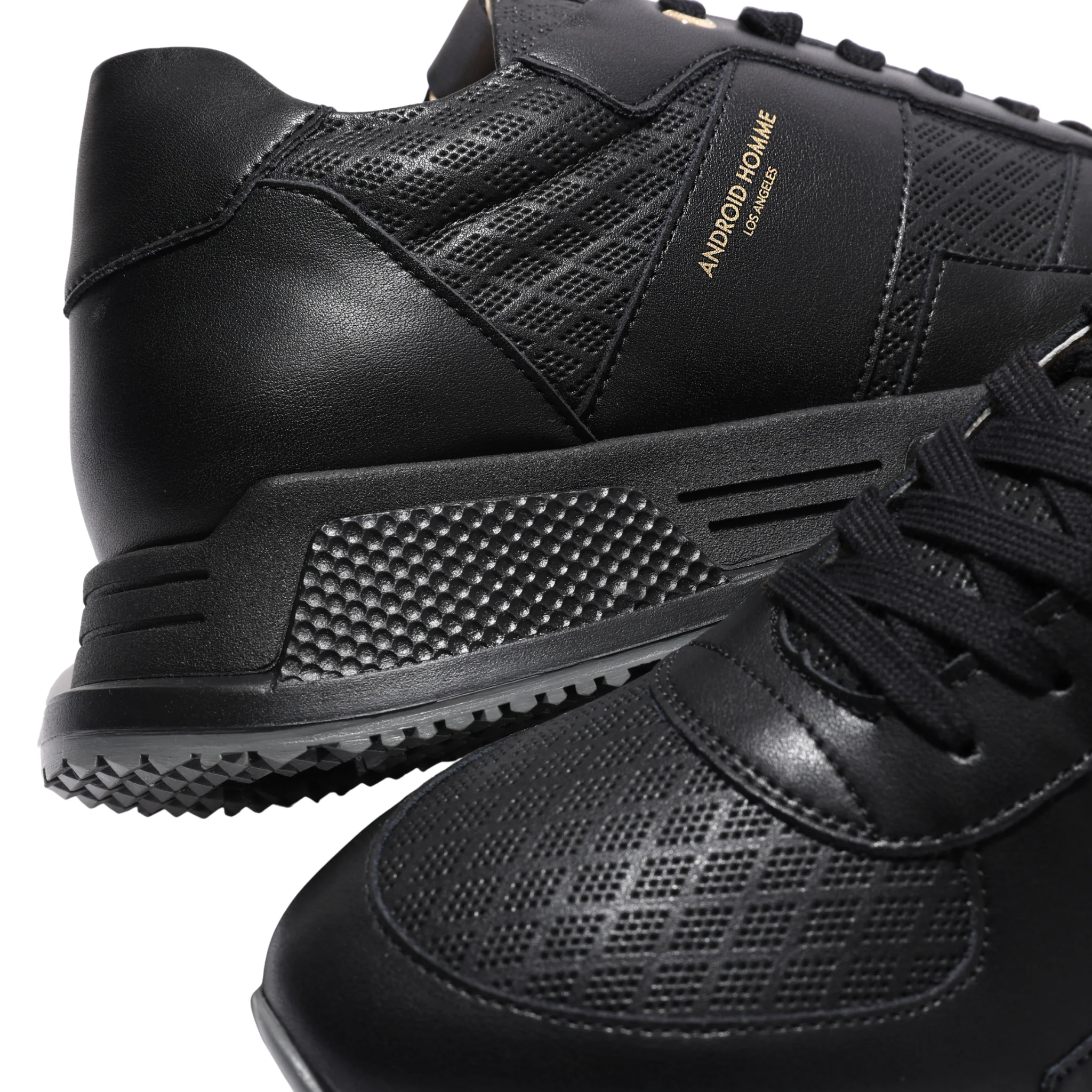 Mens Android Homme Black Matador Diamond Perforated Trainers - Image 4