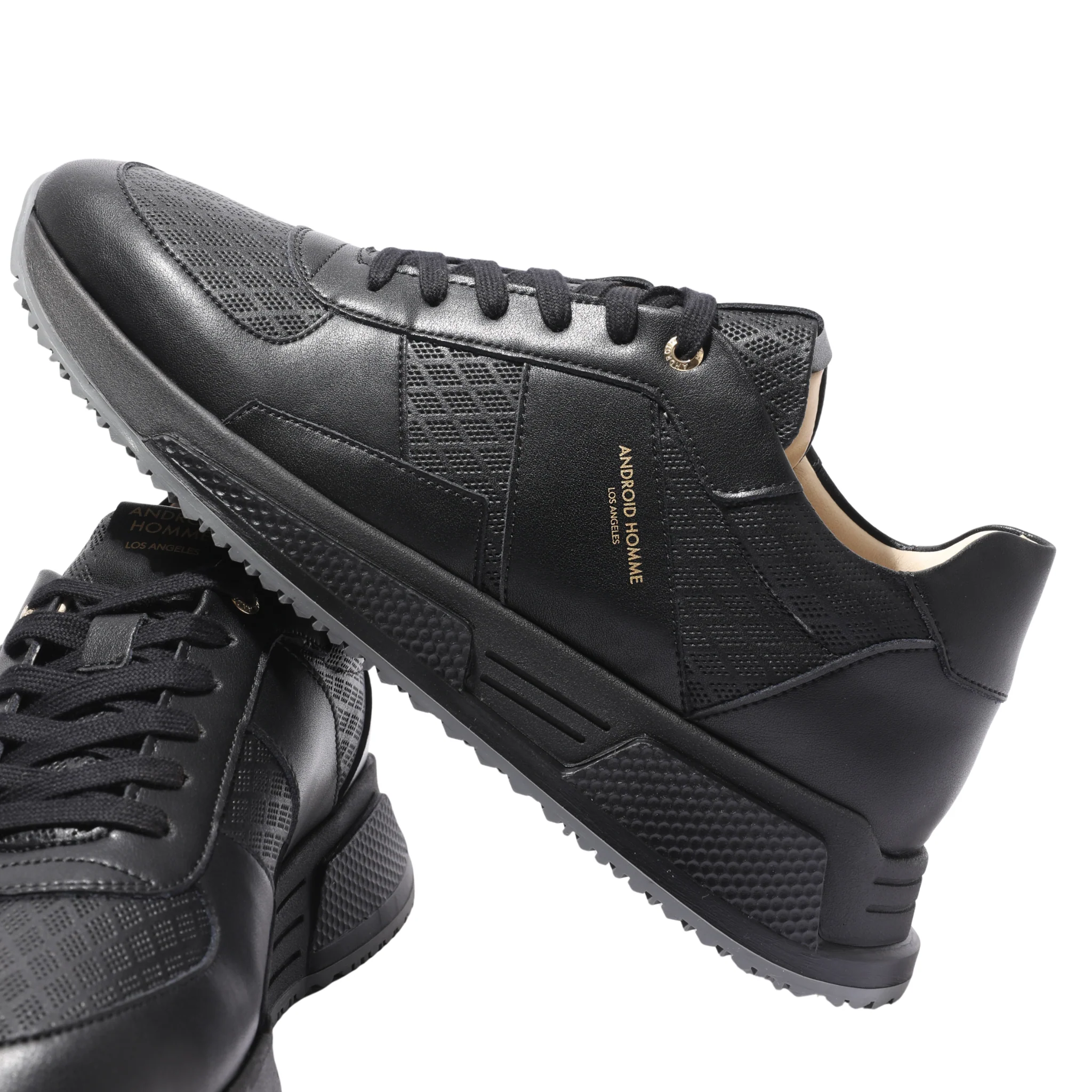 Mens Android Homme Black Matador Diamond Perforated Trainers - Image 6
