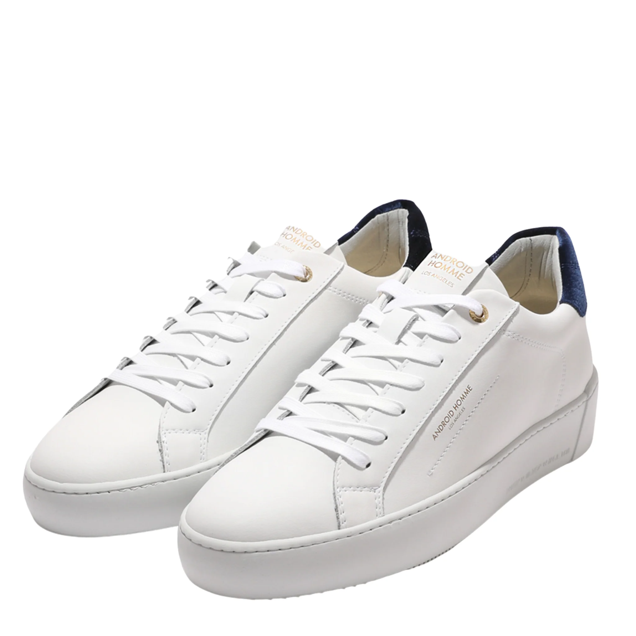 Mens Android Homme White/Navy Zuma Diamond Velvet Quilt Trainers - Image 2