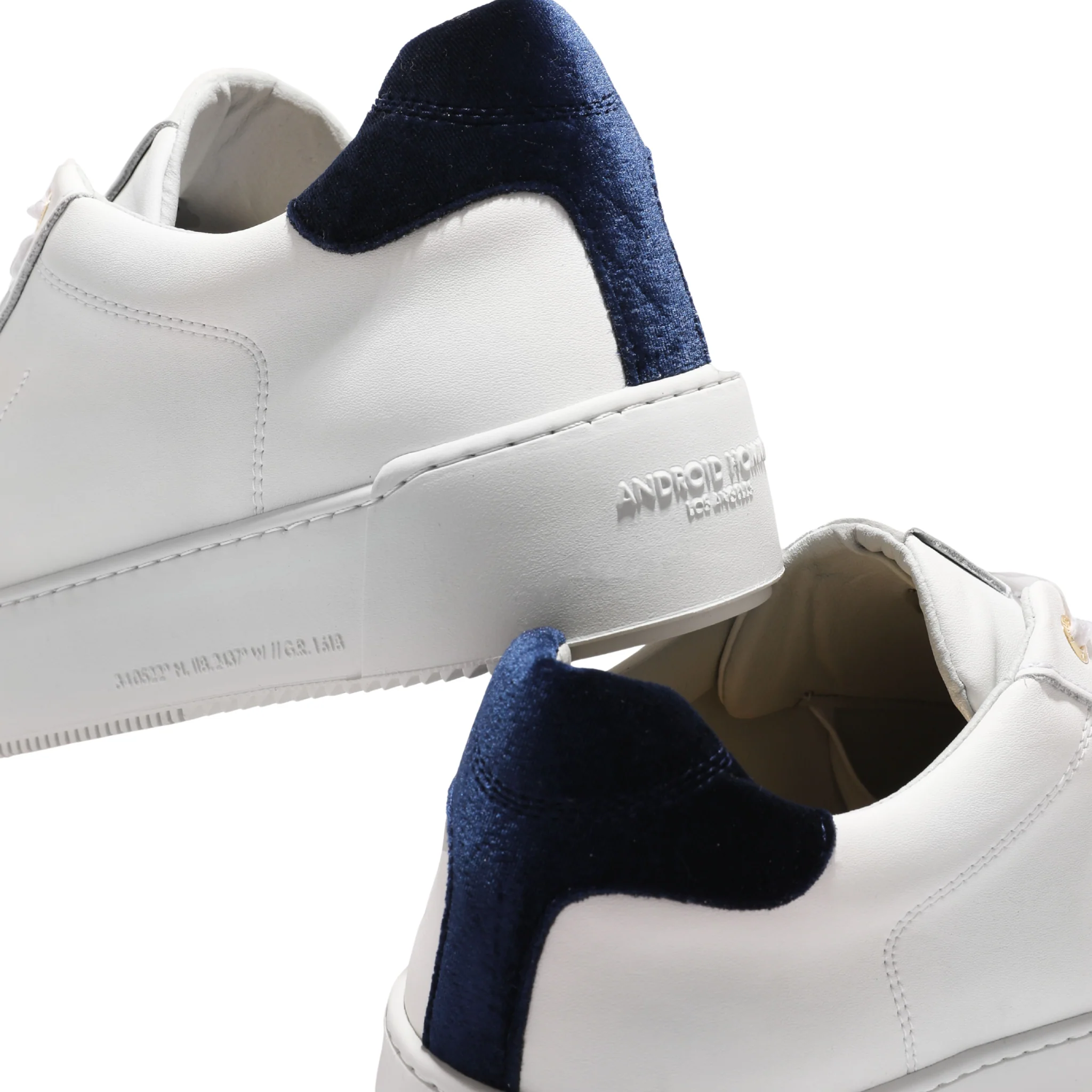 Mens Android Homme White/Navy Zuma Diamond Velvet Quilt Trainers - Image 3