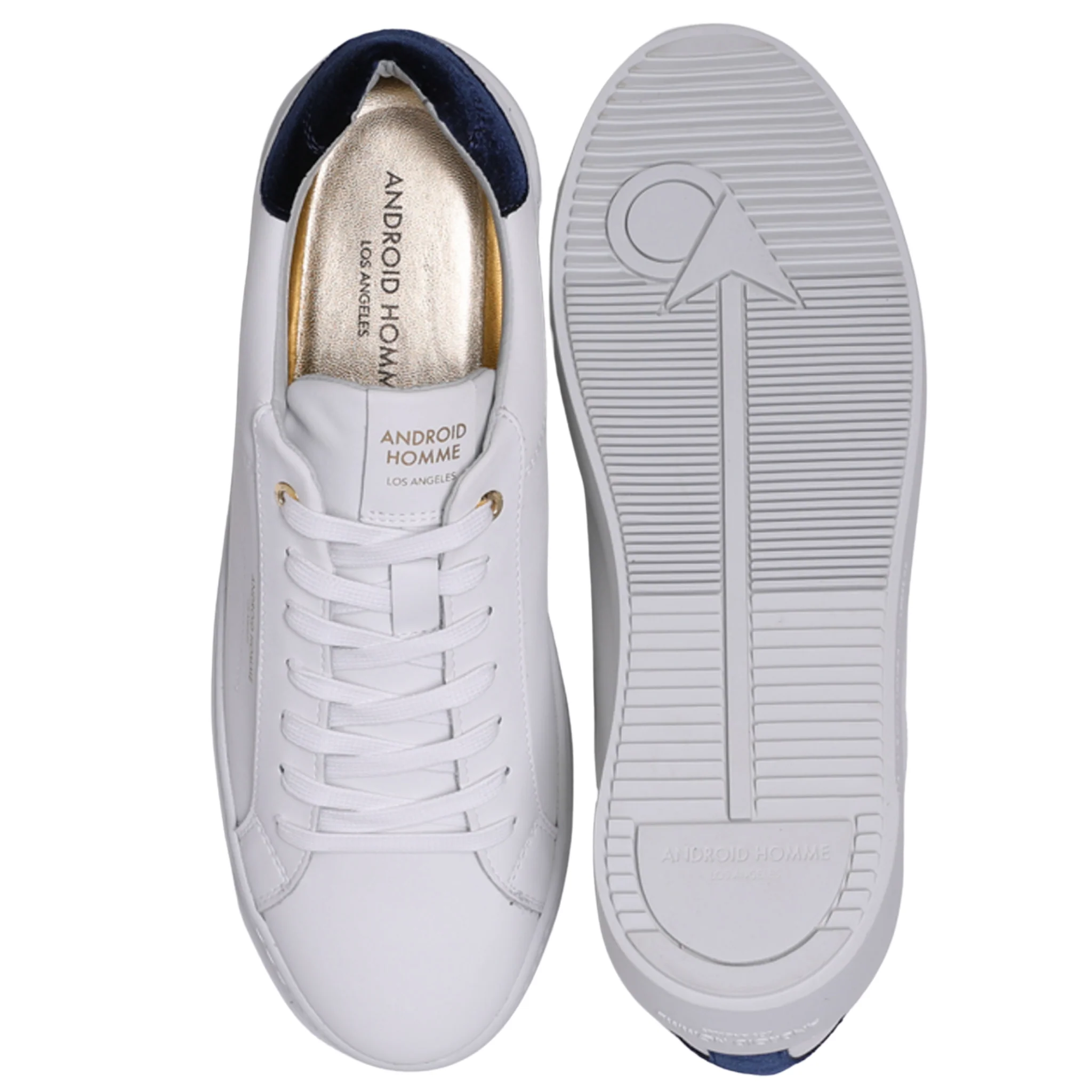 Mens Android Homme White/Navy Zuma Diamond Velvet Quilt Trainers - Image 5