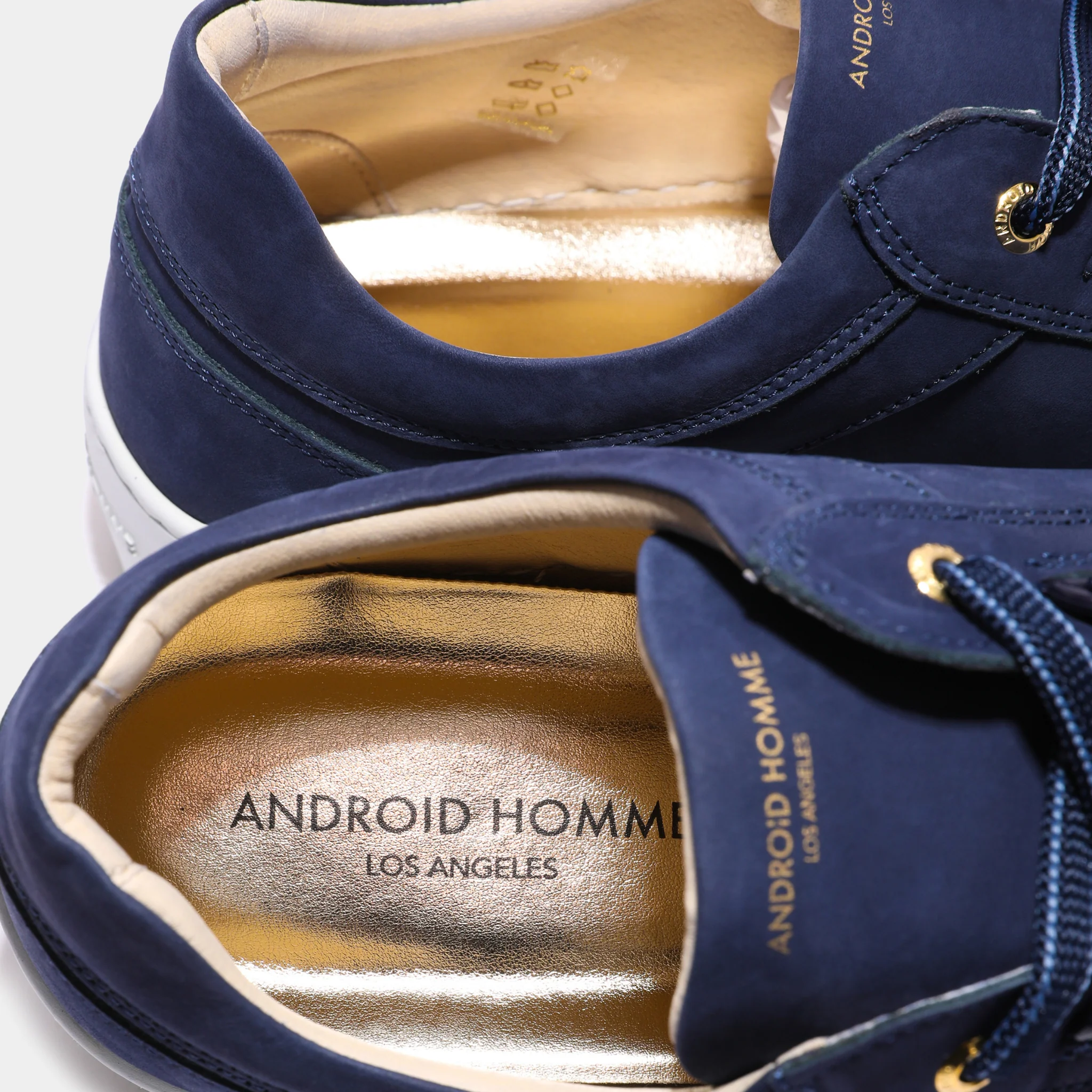 Mens Android Homme Ink Venice Nubuck/Gold Trainers - Image 6