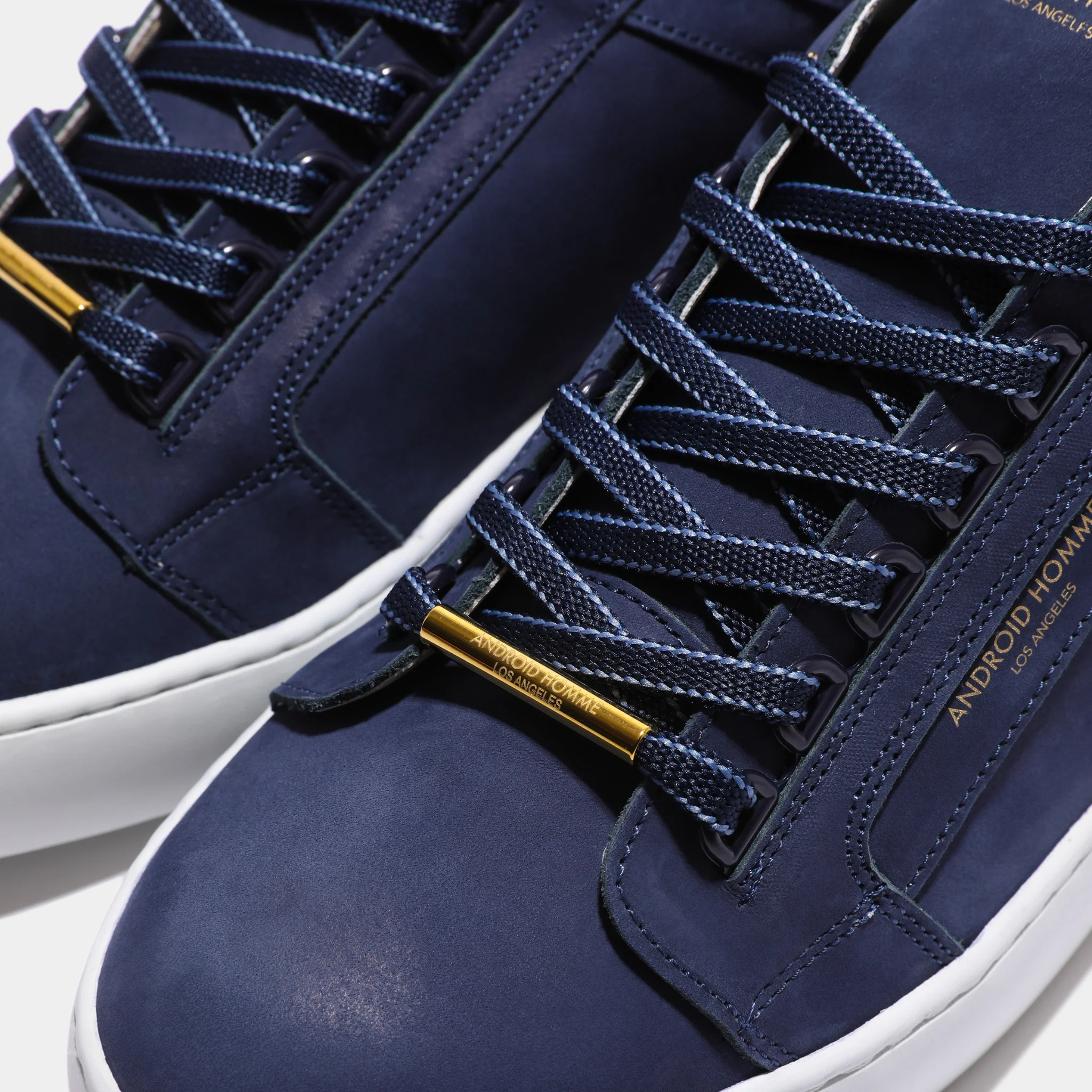 Mens Android Homme Ink Venice Nubuck/Gold Trainers - Image 7