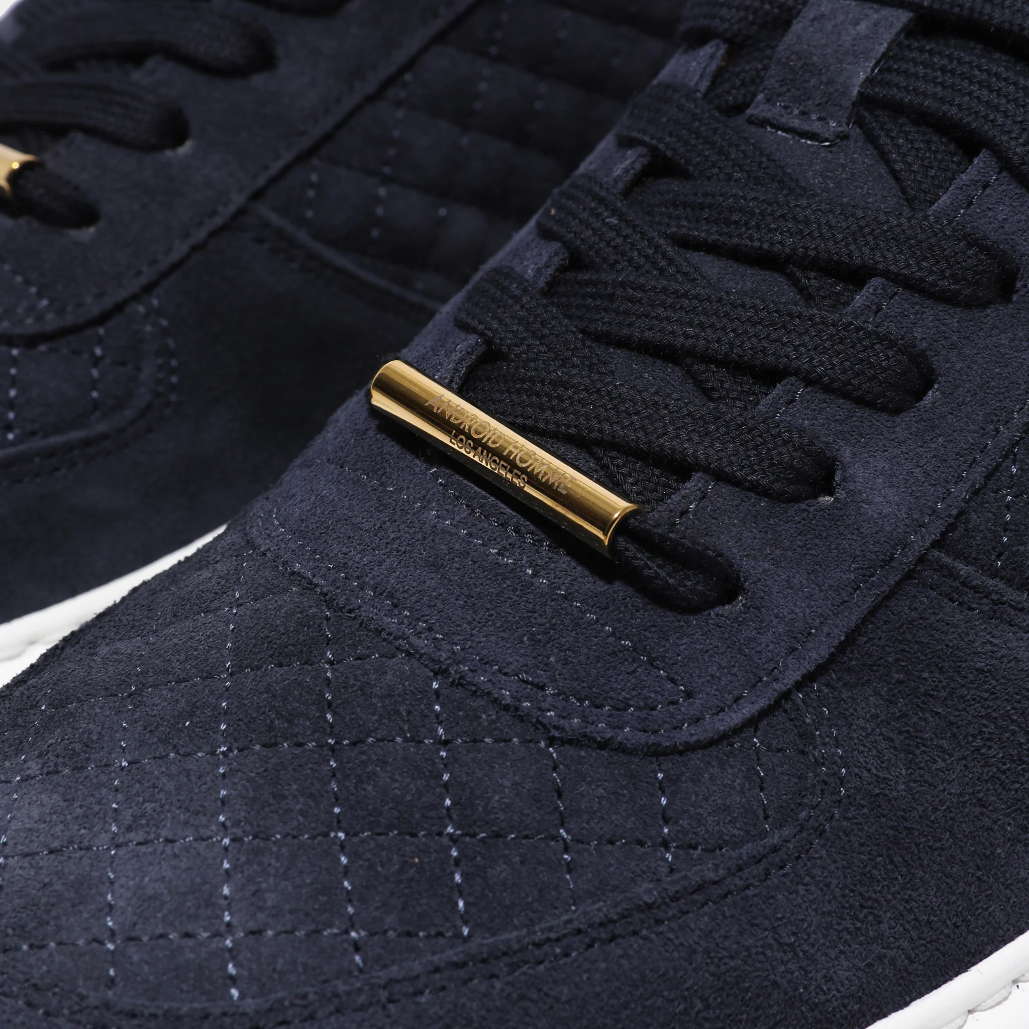 Mens Android Homme Navy Manhattan Quilted Suede Trainers - Image 4