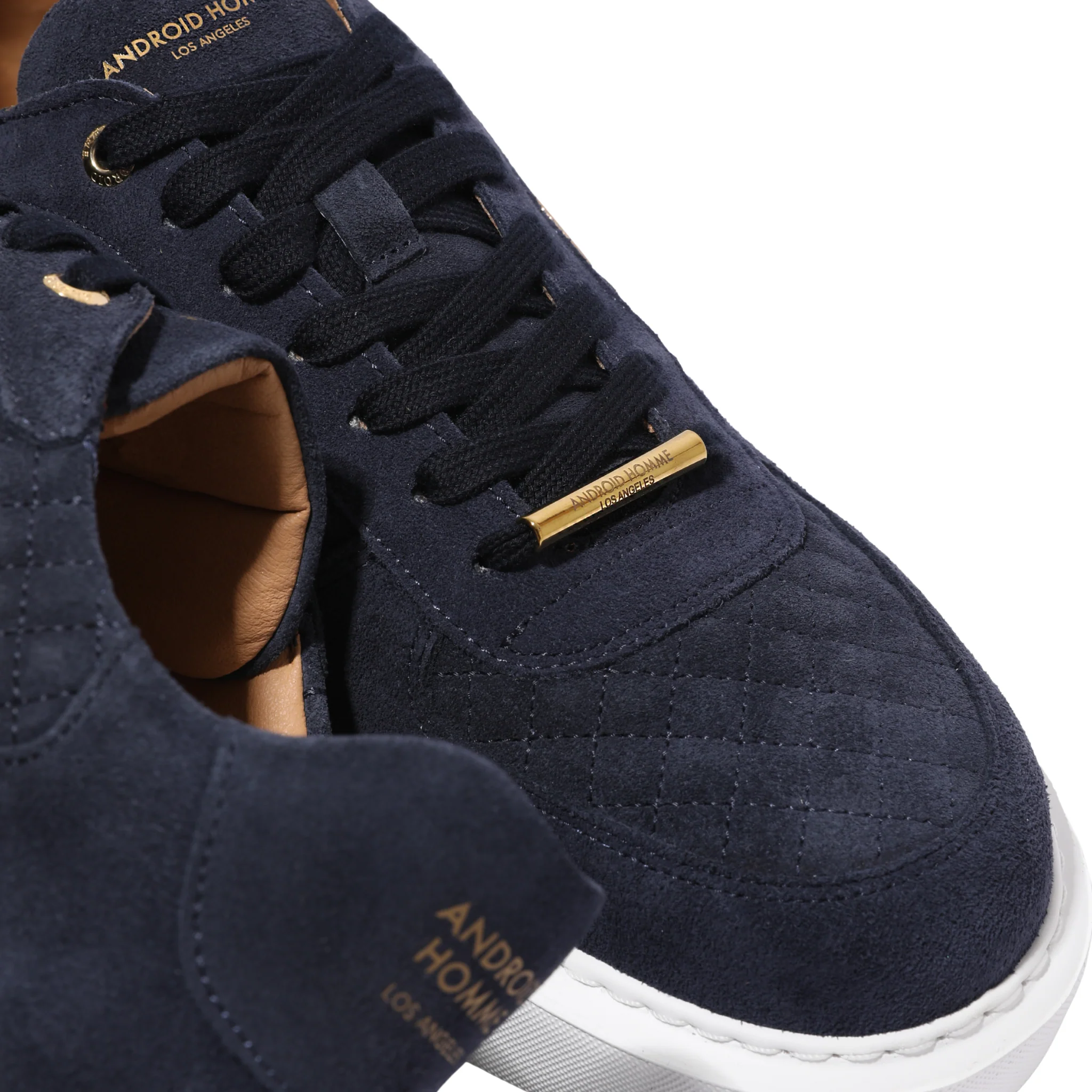 Mens Android Homme Navy Manhattan Quilted Suede Trainers - Image 5