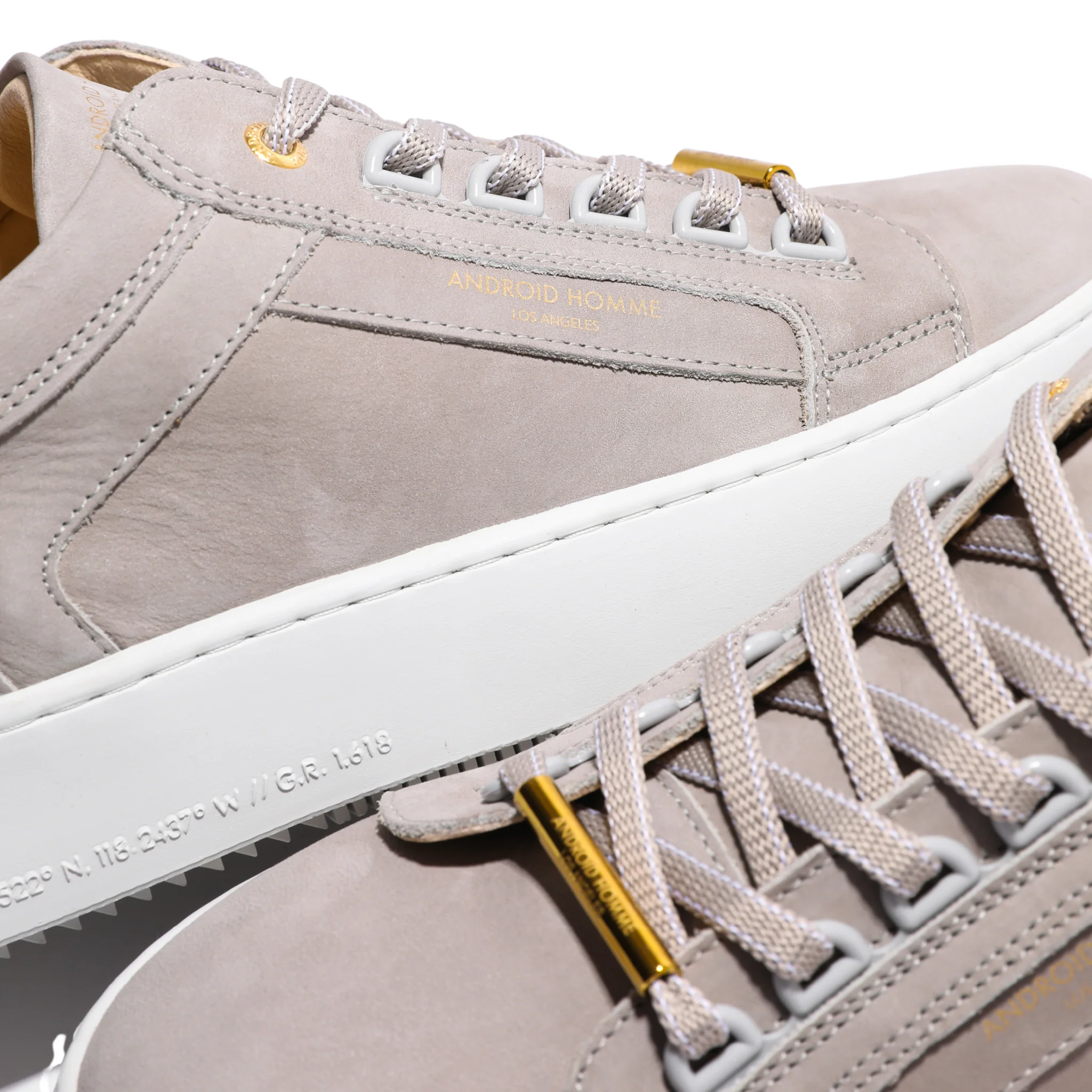 Mens Android Homme Taupe Venice Nubuck/Gold Trainers - Image 4