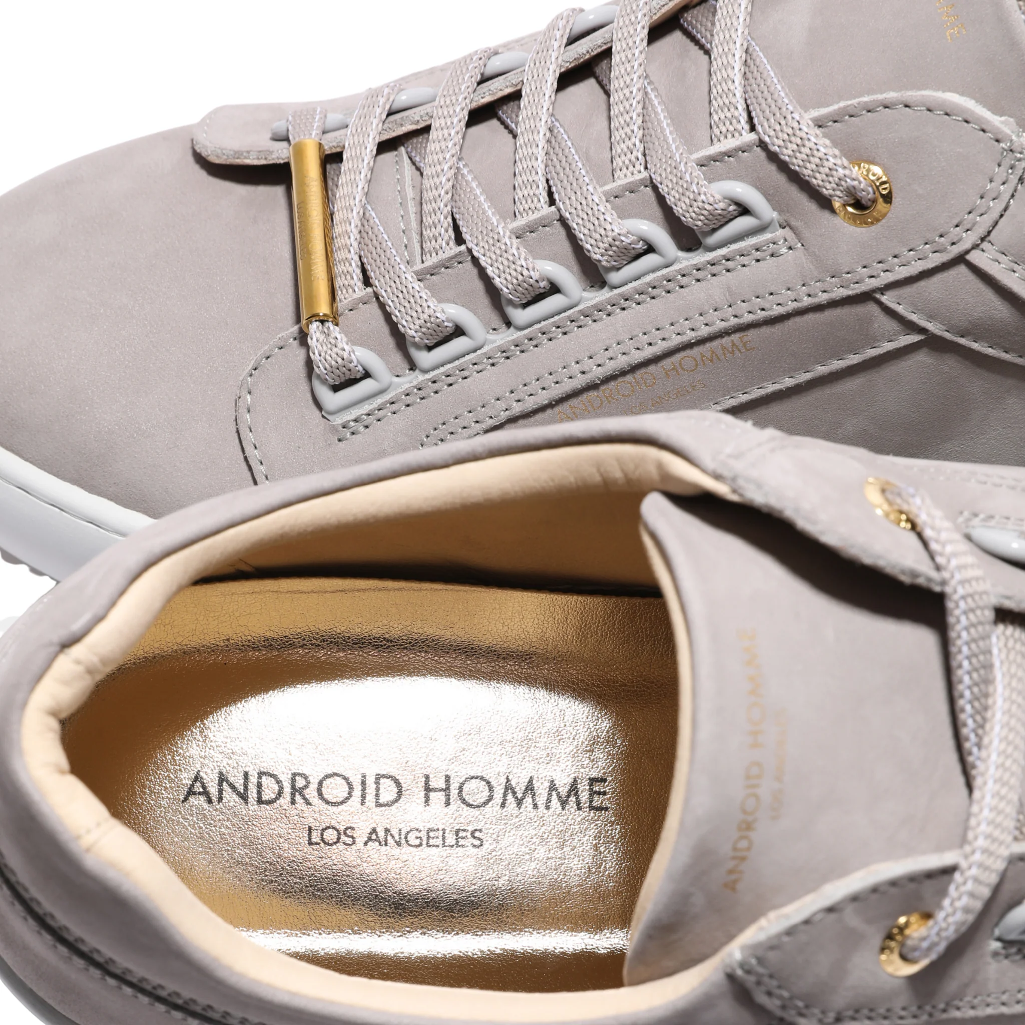 Mens Android Homme Taupe Venice Nubuck/Gold Trainers - Image 7