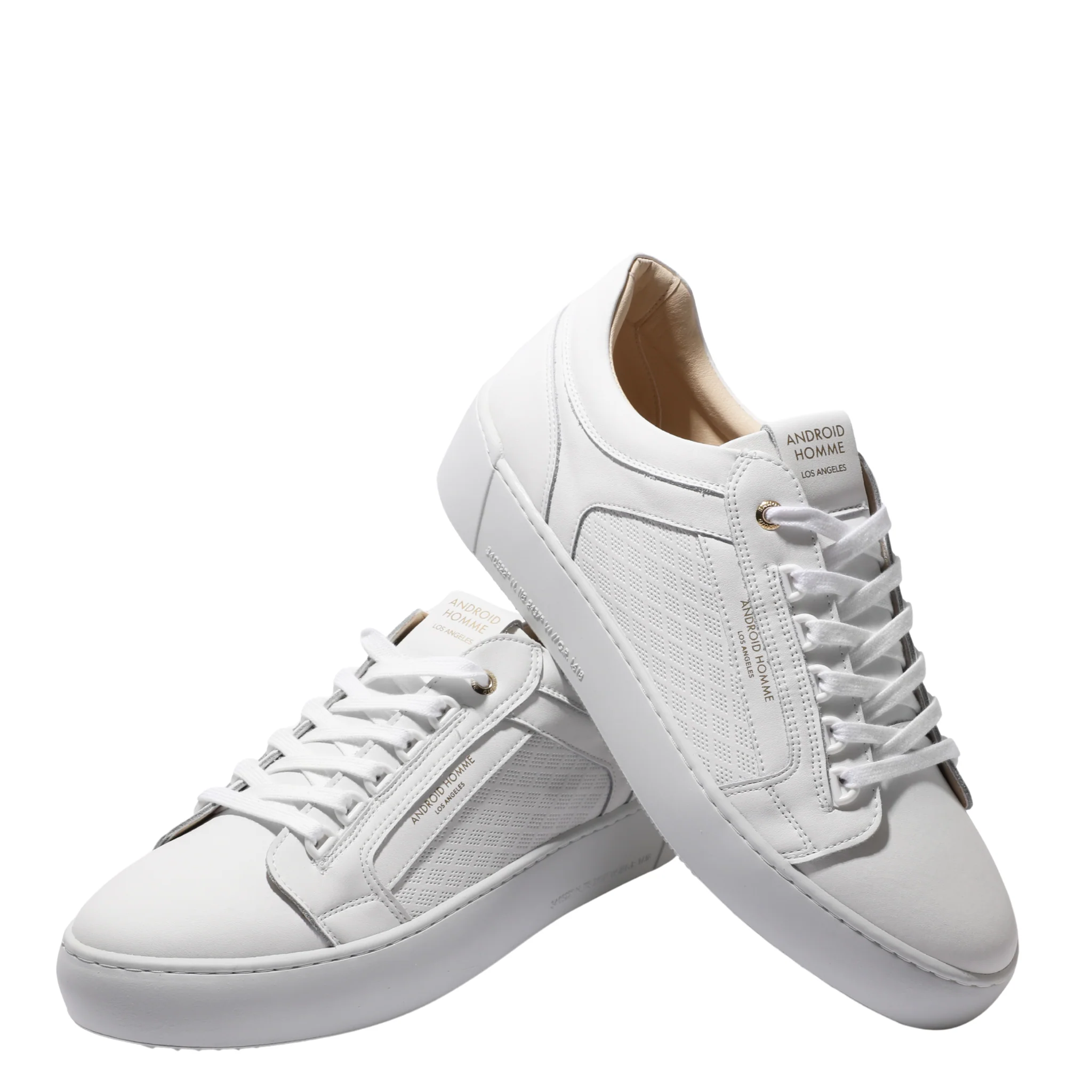 Mens Android Homme White Venice Diamond Perforated Trainers - Image 3
