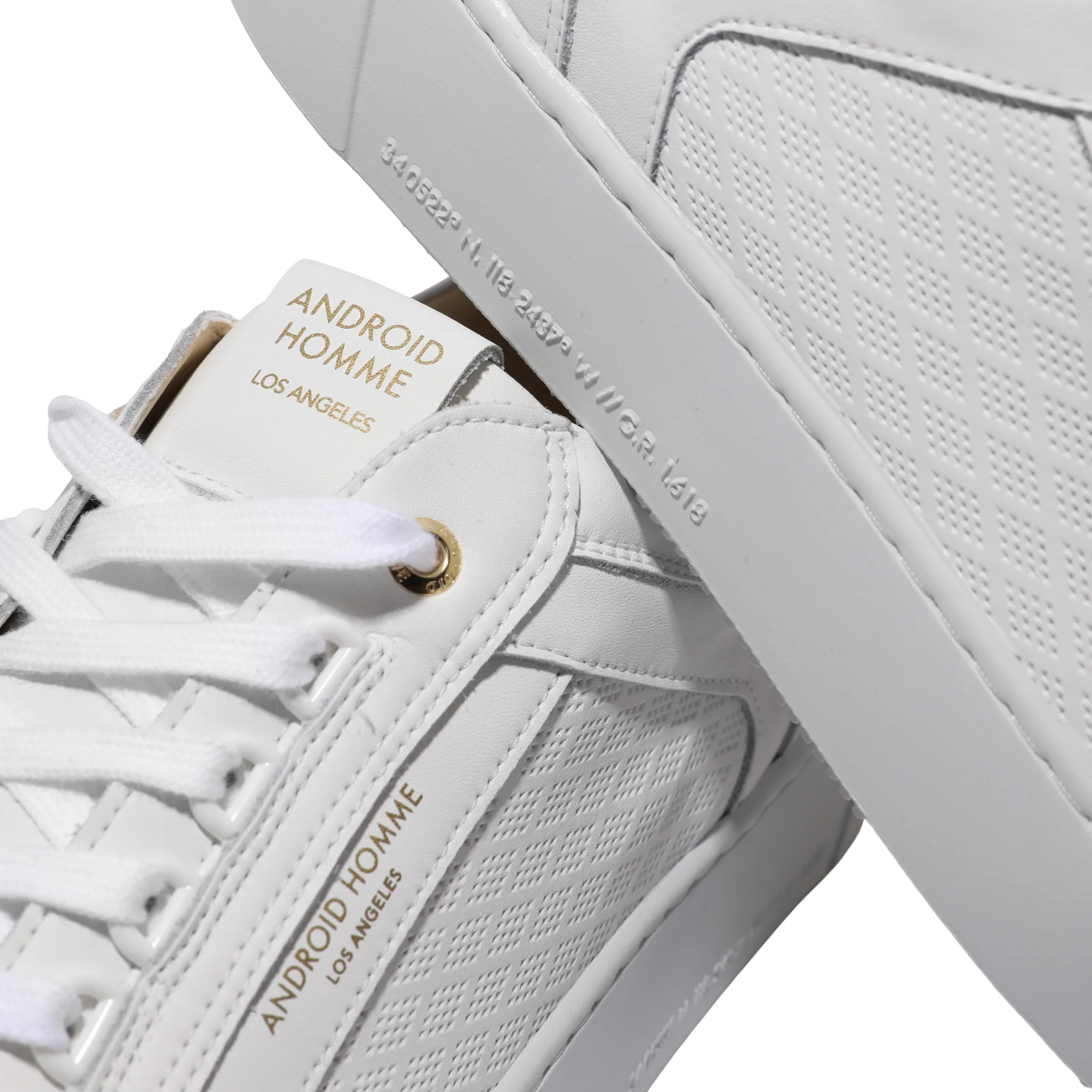 Mens Android Homme White Venice Diamond Perforated Trainers - Image 4