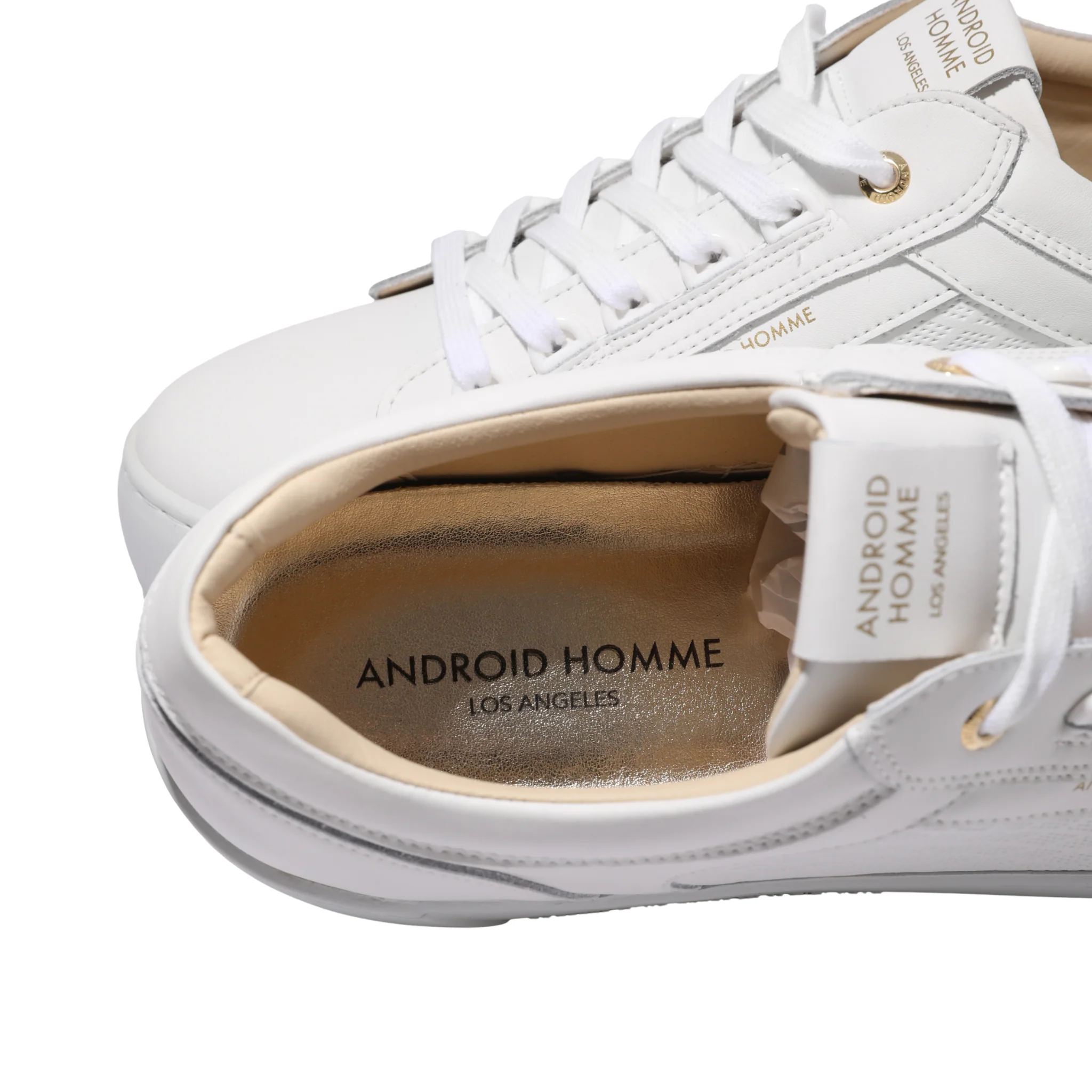 Mens Android Homme White Venice Diamond Perforated Trainers - Image 5