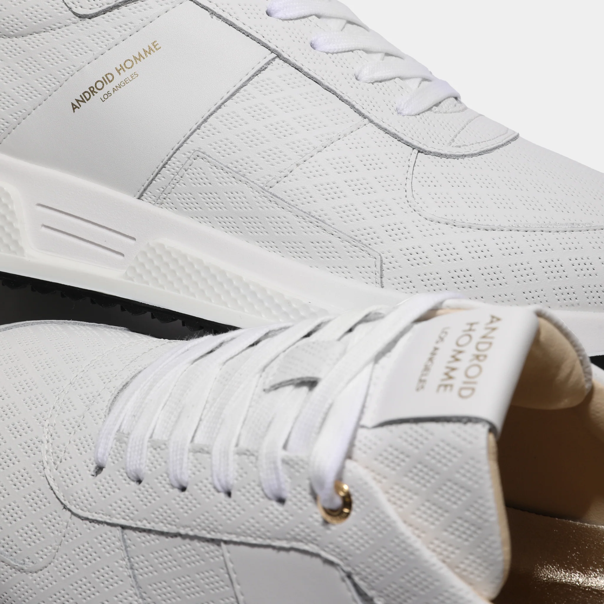 Mens Android Homme White Venice Diamond Perforated Trainers - Image 7