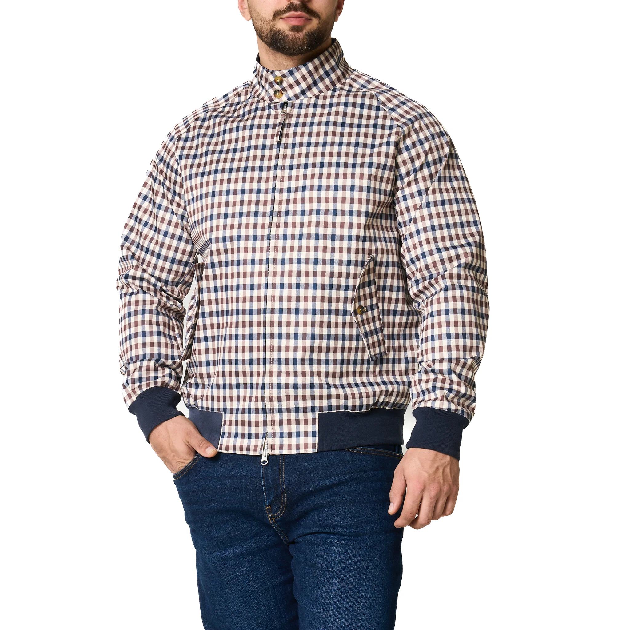 Mens Aquascutum Club Check Harrington Jacket - Image 3