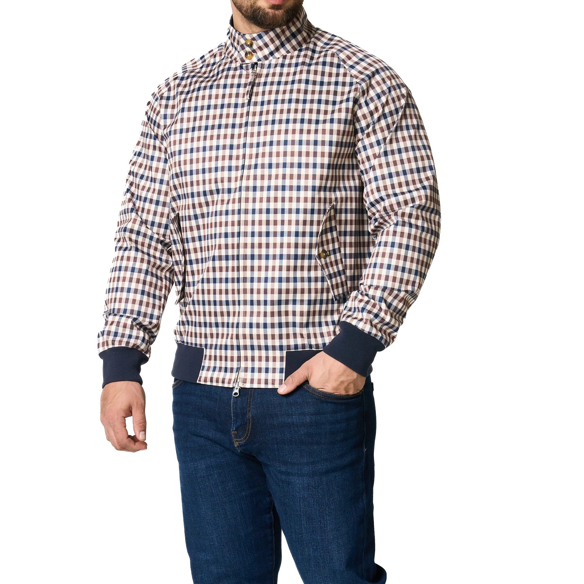 Mens Aquascutum Club Check Harrington Jacket - Image 6