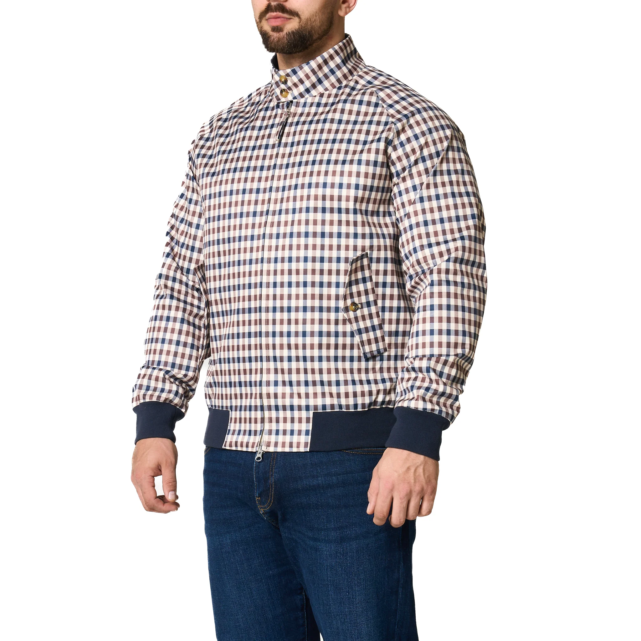 Mens Aquascutum Club Check Harrington Jacket - Image 8
