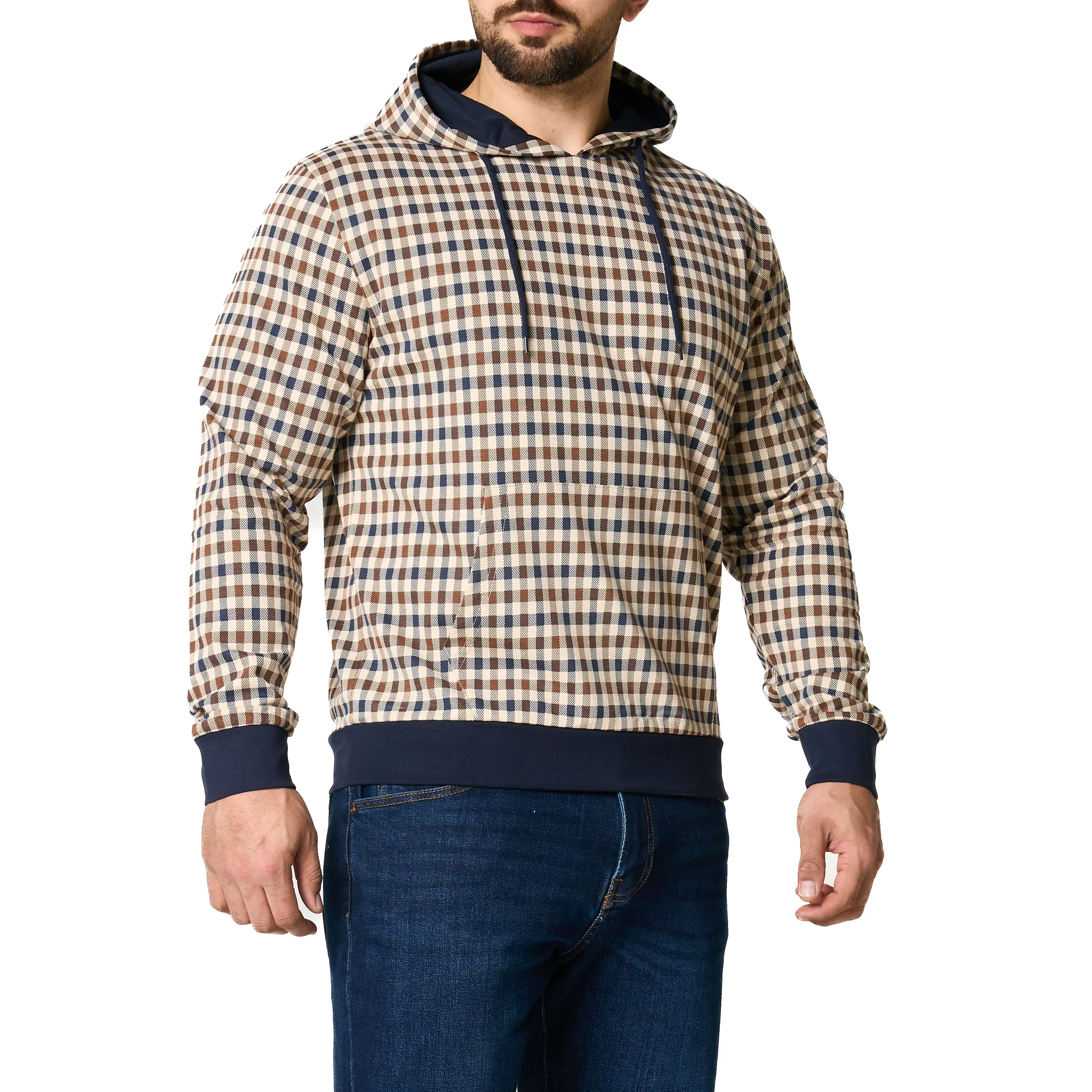 Mens Aquascutum Club Check Hoodie - Image 4