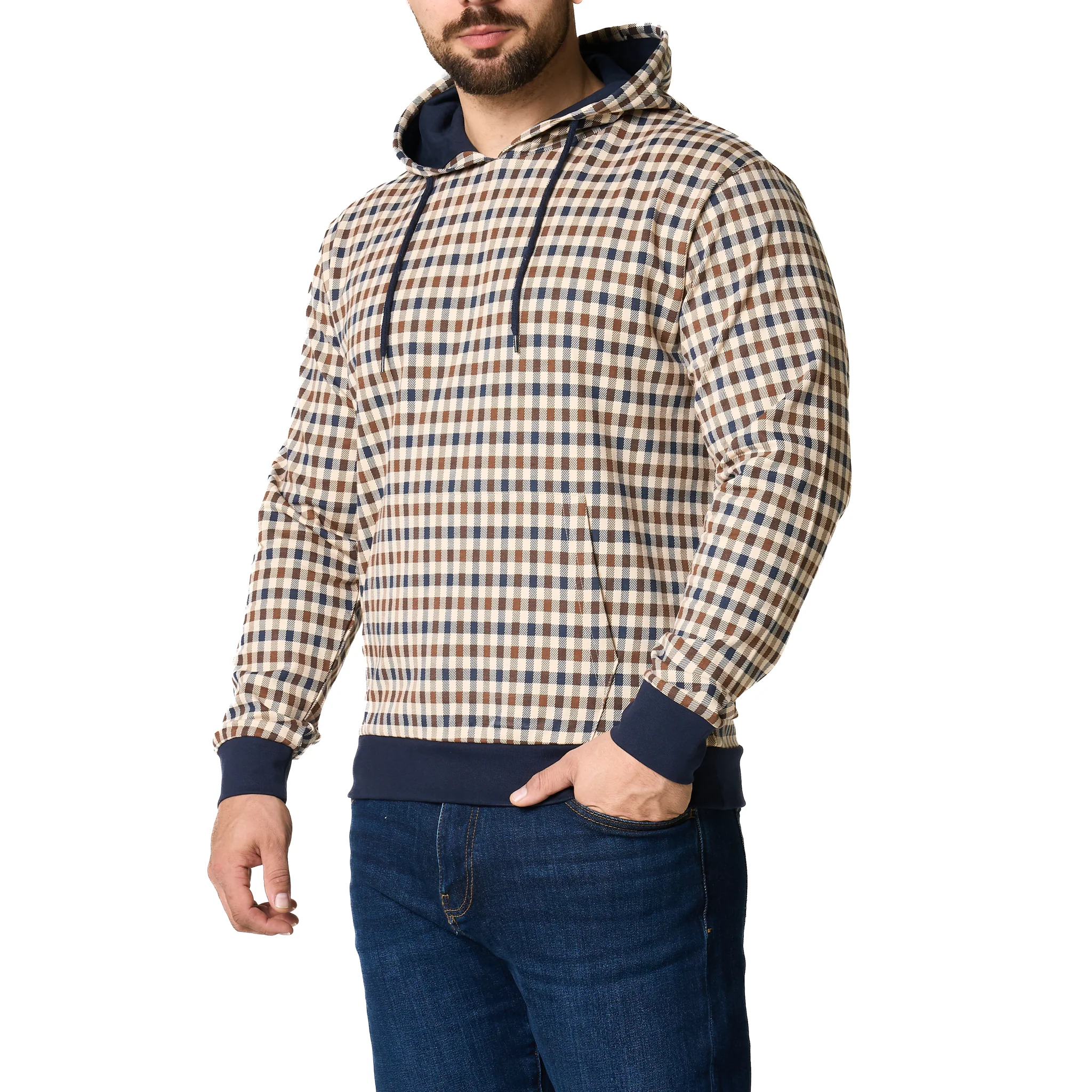 Mens Aquascutum Club Check Hoodie - Image 8