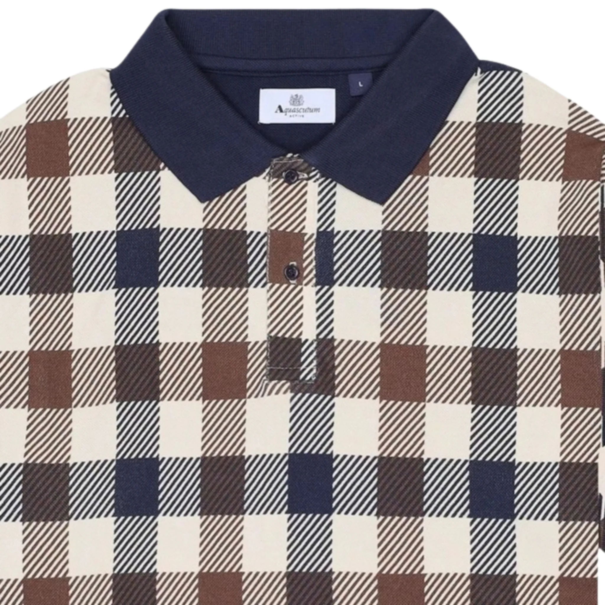 Mens Aquascutum Macro Check Iconic S/s Polo Shirt - Image 3