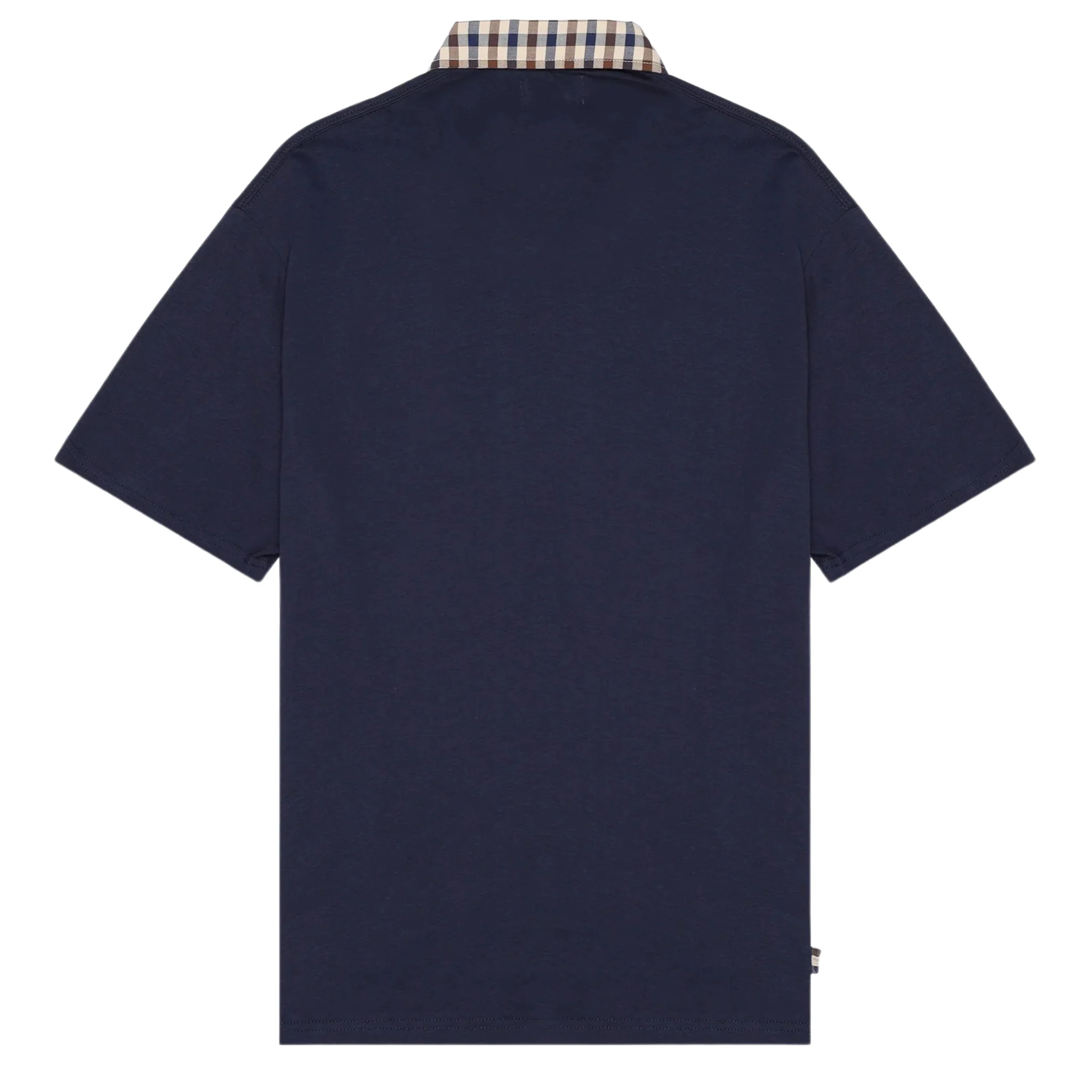 Mens Aquascutum Navy Club Check Collar S/s Polo Shirt - Image 2
