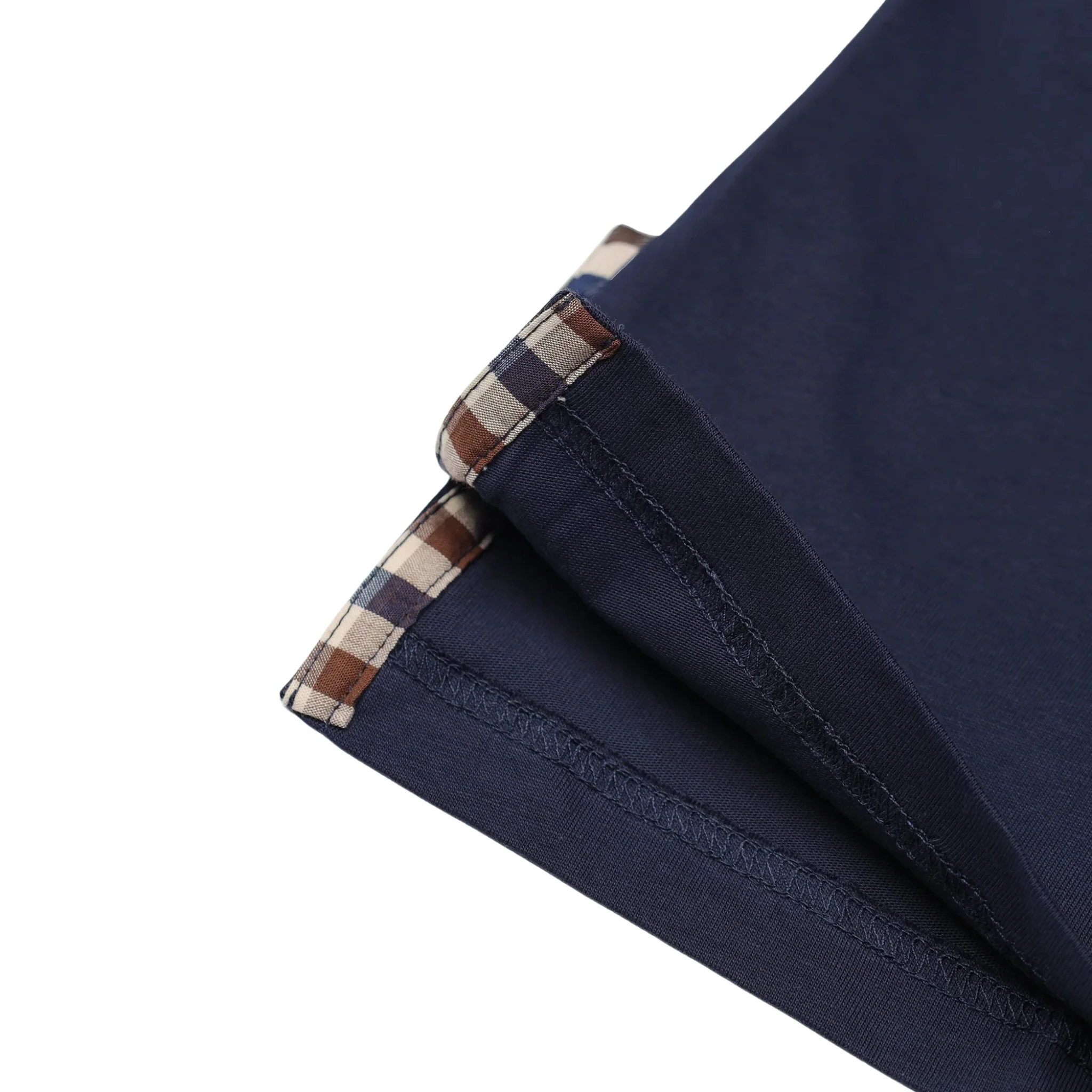 Mens Aquascutum Navy Club Check Collar S/s Polo Shirt - Image 4