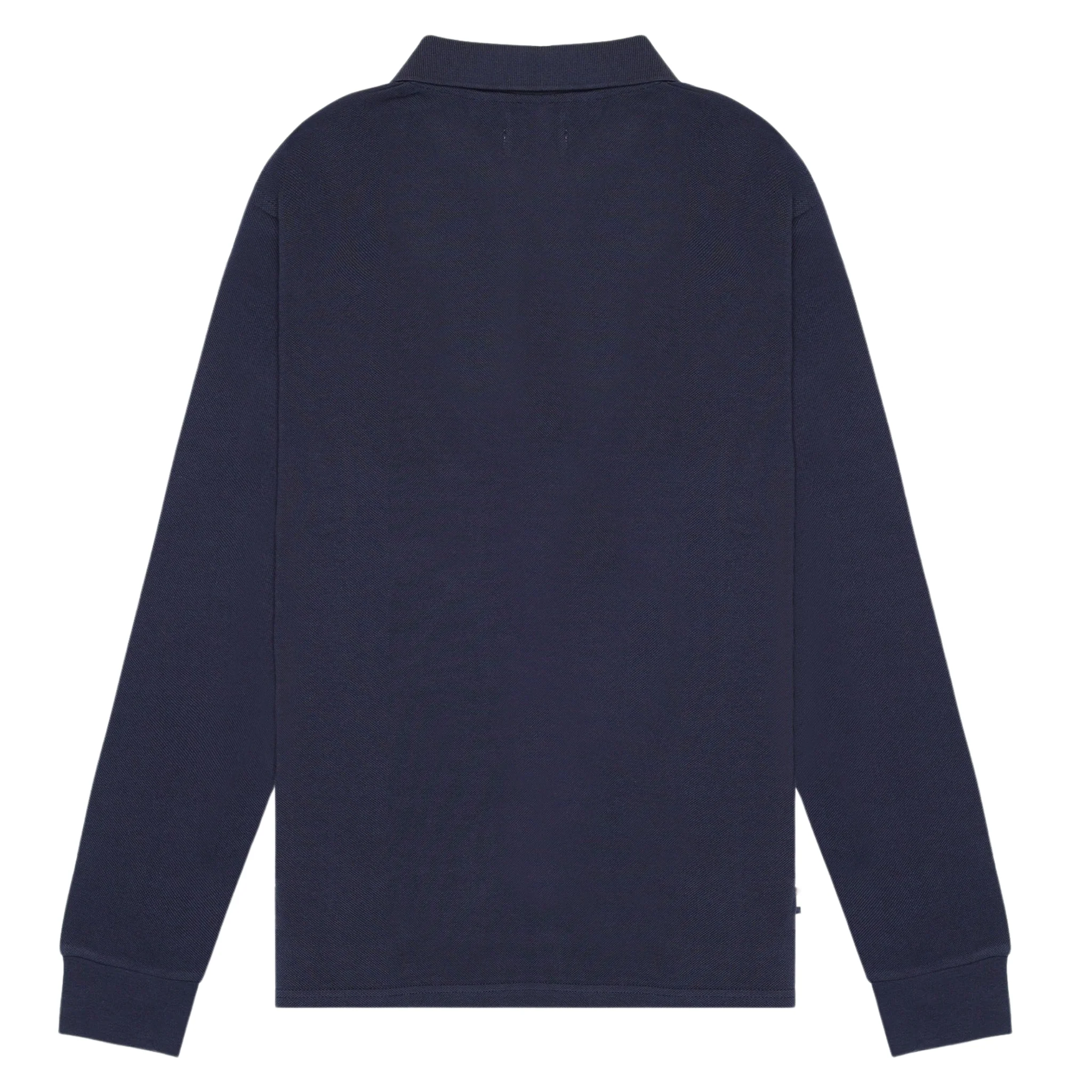 Mens Aquascutum Navy Club Check Front L/s Polo Shirt - Image 2